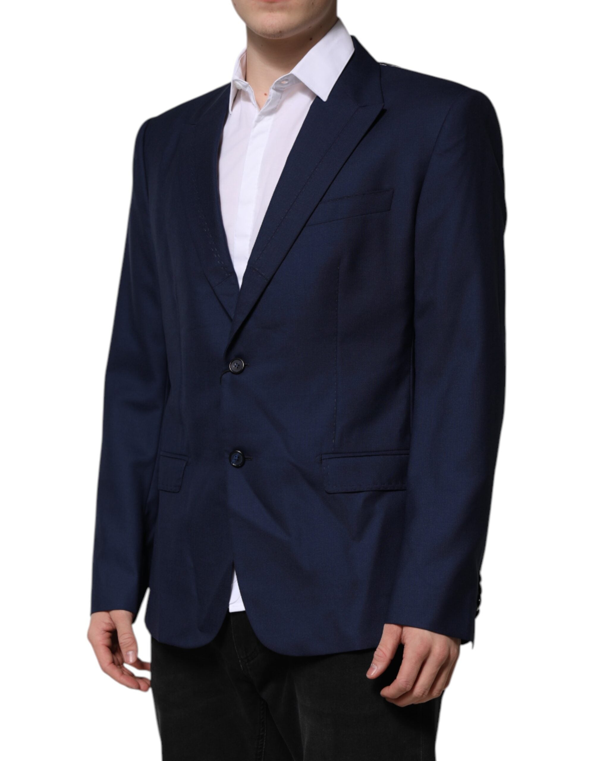 Dolce & Gabbana – Einreihiger Anzugsmantel-Blazer aus blauer Wolle