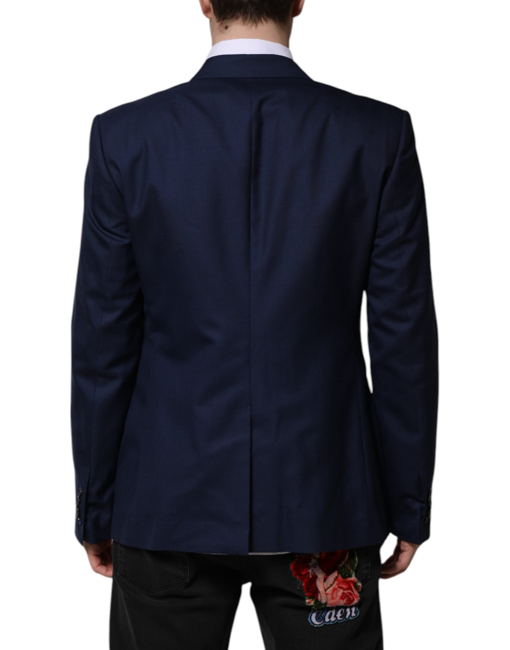 Dolce & Gabbana – Einreihiger Anzugsmantel-Blazer aus blauer Wolle
