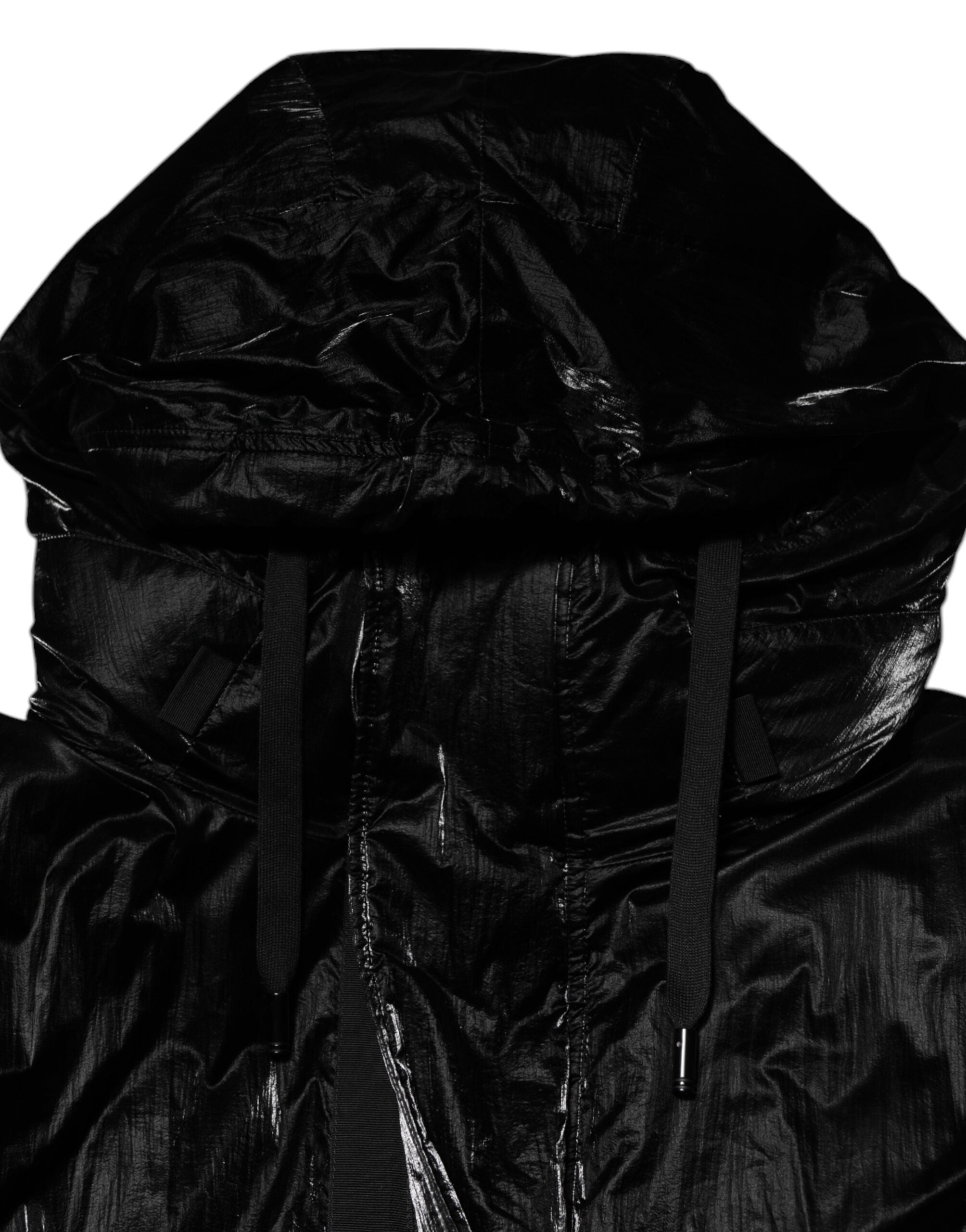 Dolce & Gabbana – Schwarze Steppjacke mit durchgehendem Reißverschluss und Kapuze