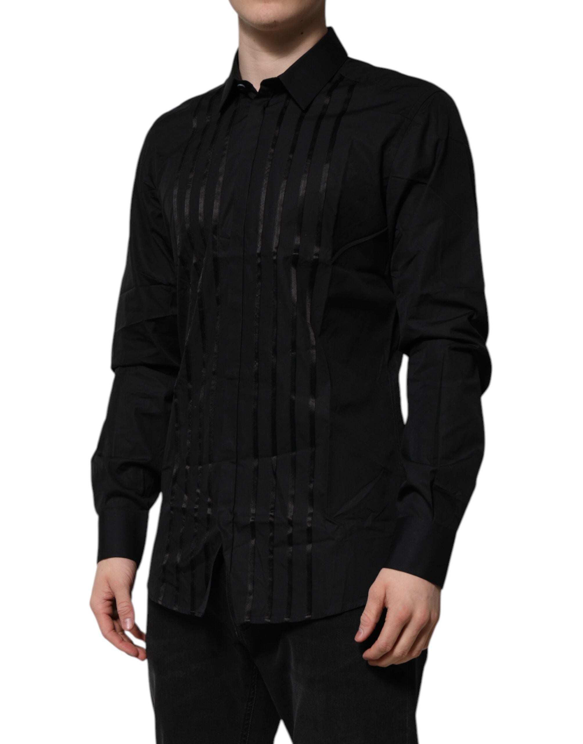 Dolce & Gabbana Schwarzes GOLD Langarmhemd für Herren