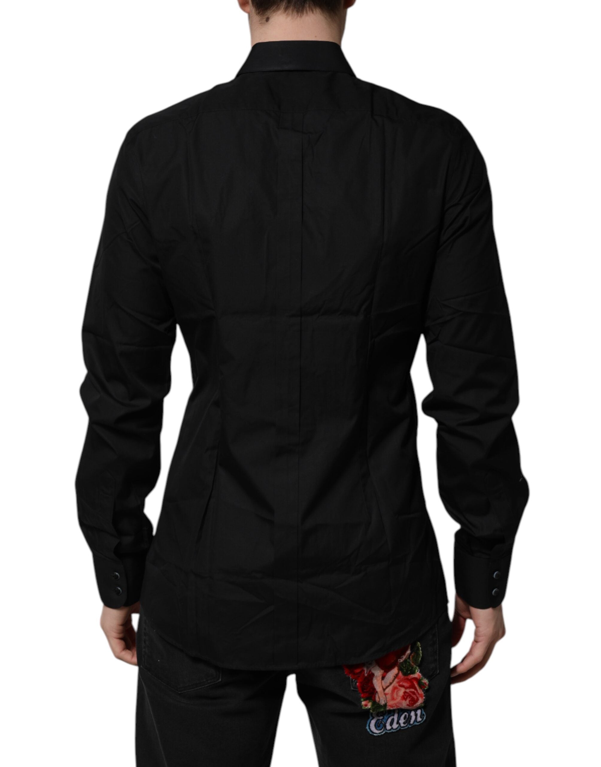 Dolce & Gabbana Schwarzes GOLD Langarmhemd für Herren