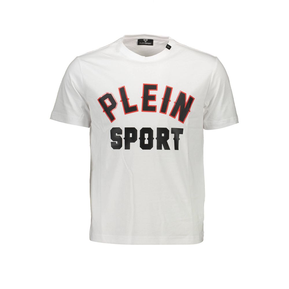 Tricou bărbătesc Plein Sport alb din bumbac