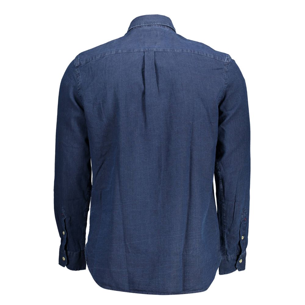 US POLO ASSN. Blaues Herrenhemd aus Baumwolle