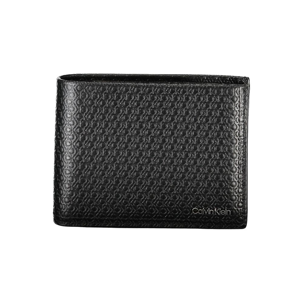 Portofel elegant Calvin Klein din piele neagră cu două pliuri și blocare RFID