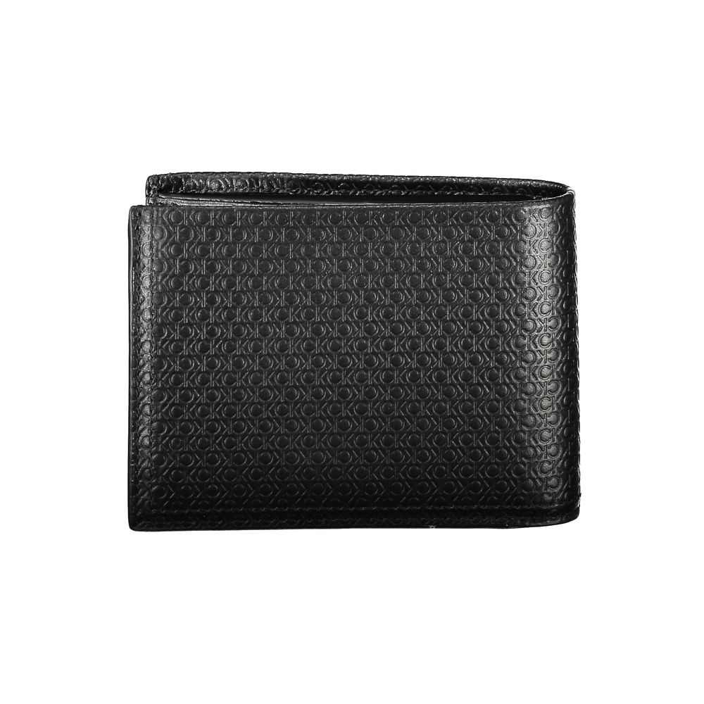 Portofel elegant Calvin Klein din piele neagră cu două pliuri și blocare RFID