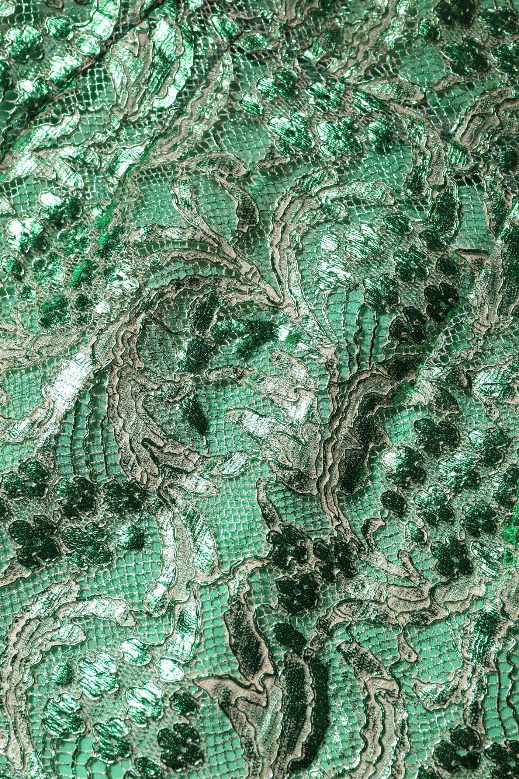 Rochie midi Dolce & Gabbana verde cu imprimeu floral din dantelă și bumbac