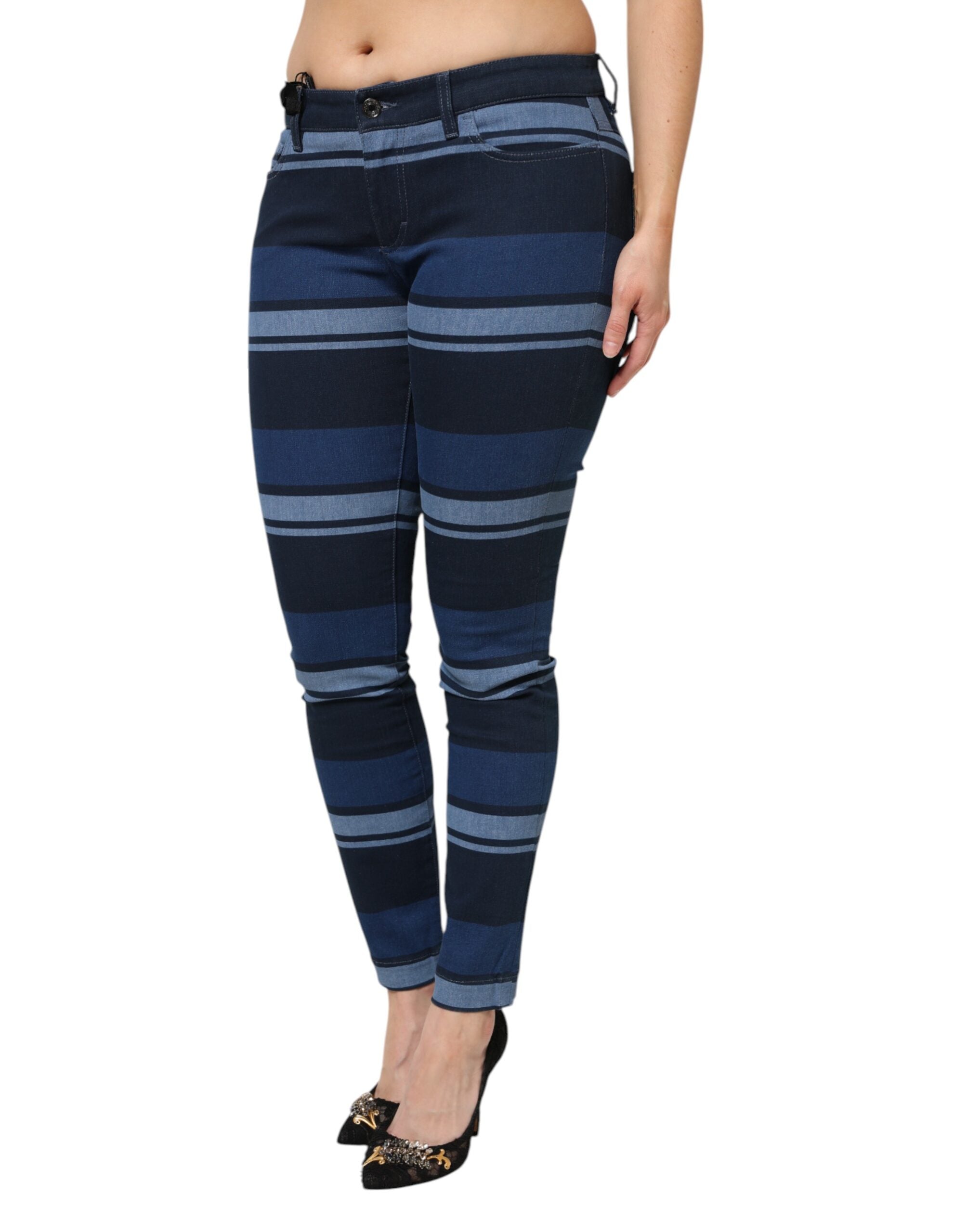 Dolce & Gabbana Blau gestreifte Jeans aus Baumwollstretch