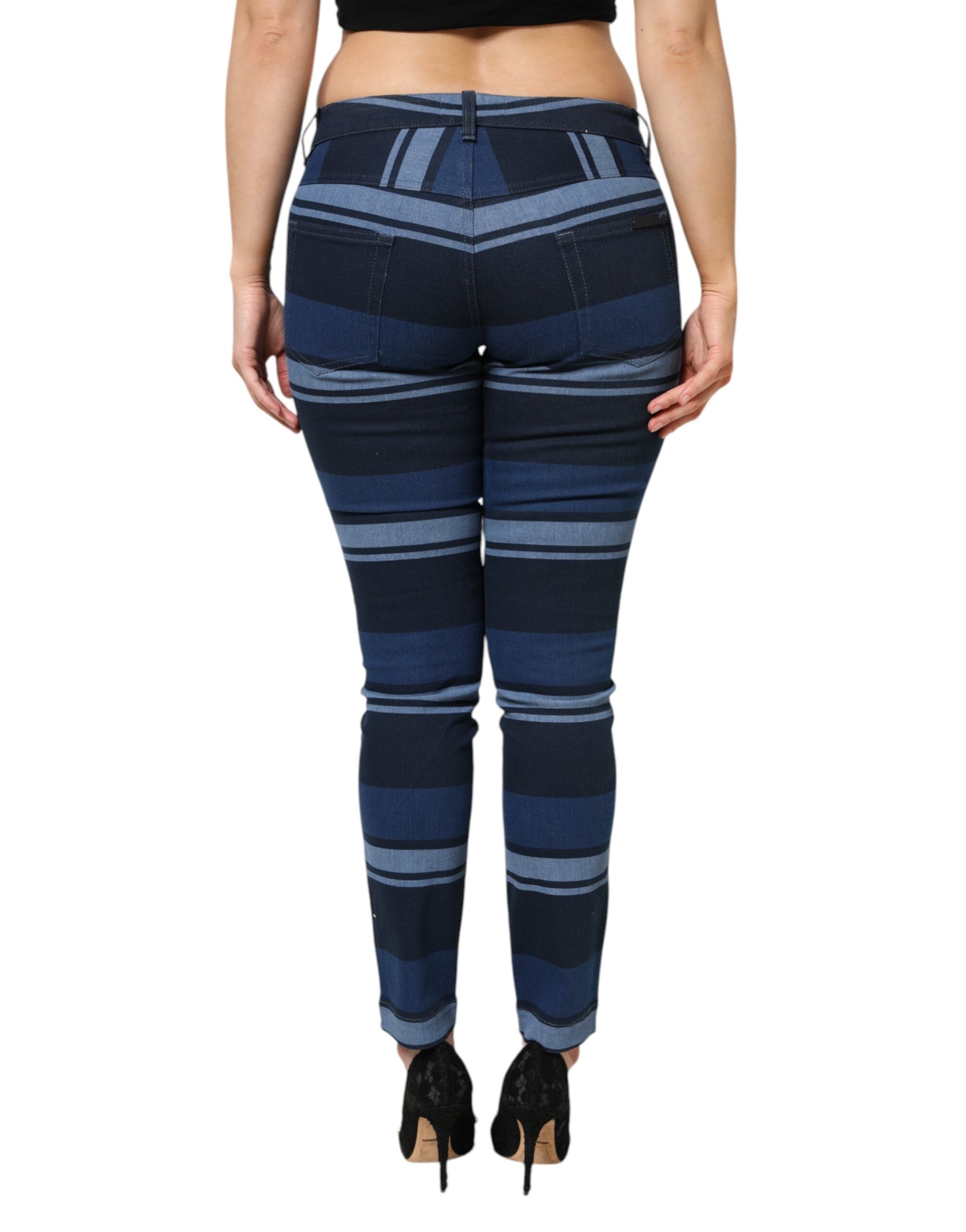 Dolce & Gabbana Blau gestreifte Jeans aus Baumwollstretch
