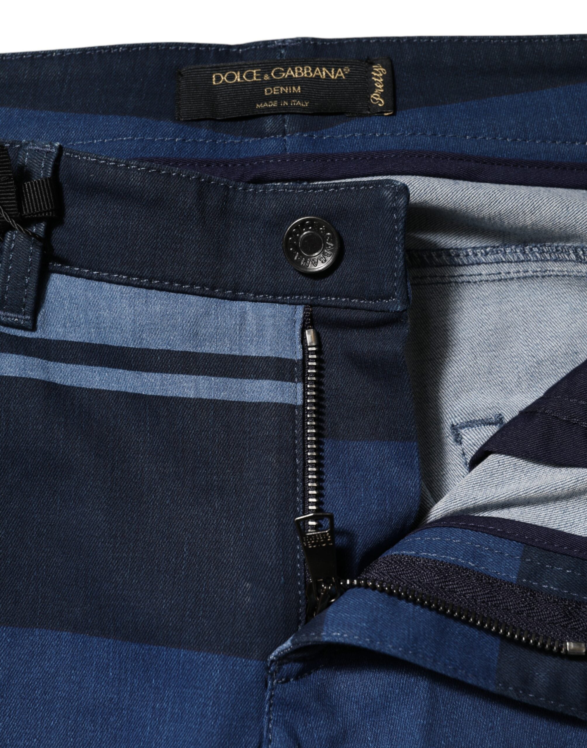 Dolce & Gabbana Blau gestreifte Jeans aus Baumwollstretch