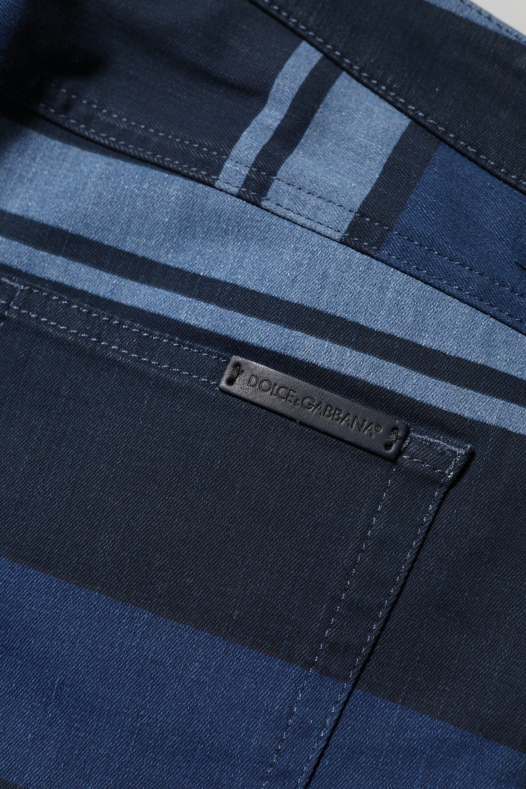 Dolce & Gabbana Blau gestreifte Jeans aus Baumwollstretch