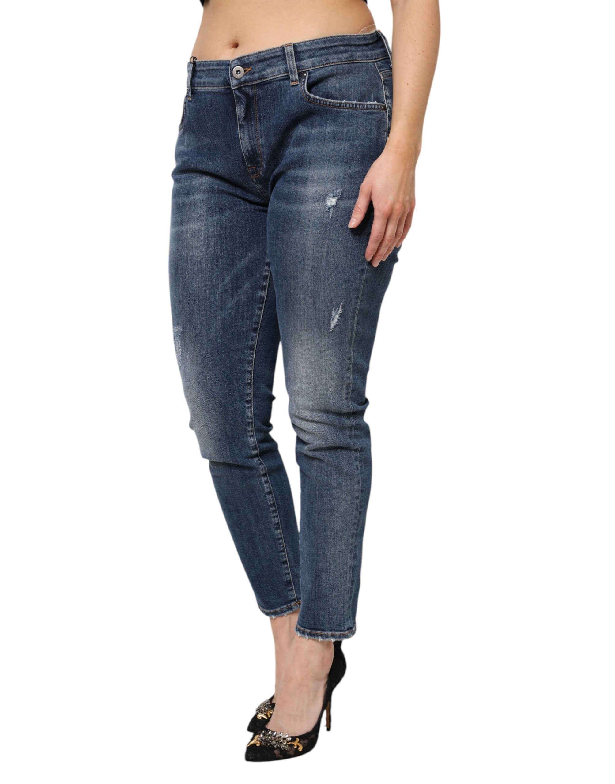 Dolce & Gabbana – Blaue Jeans aus gewaschener Baumwolle mit niedriger Taille