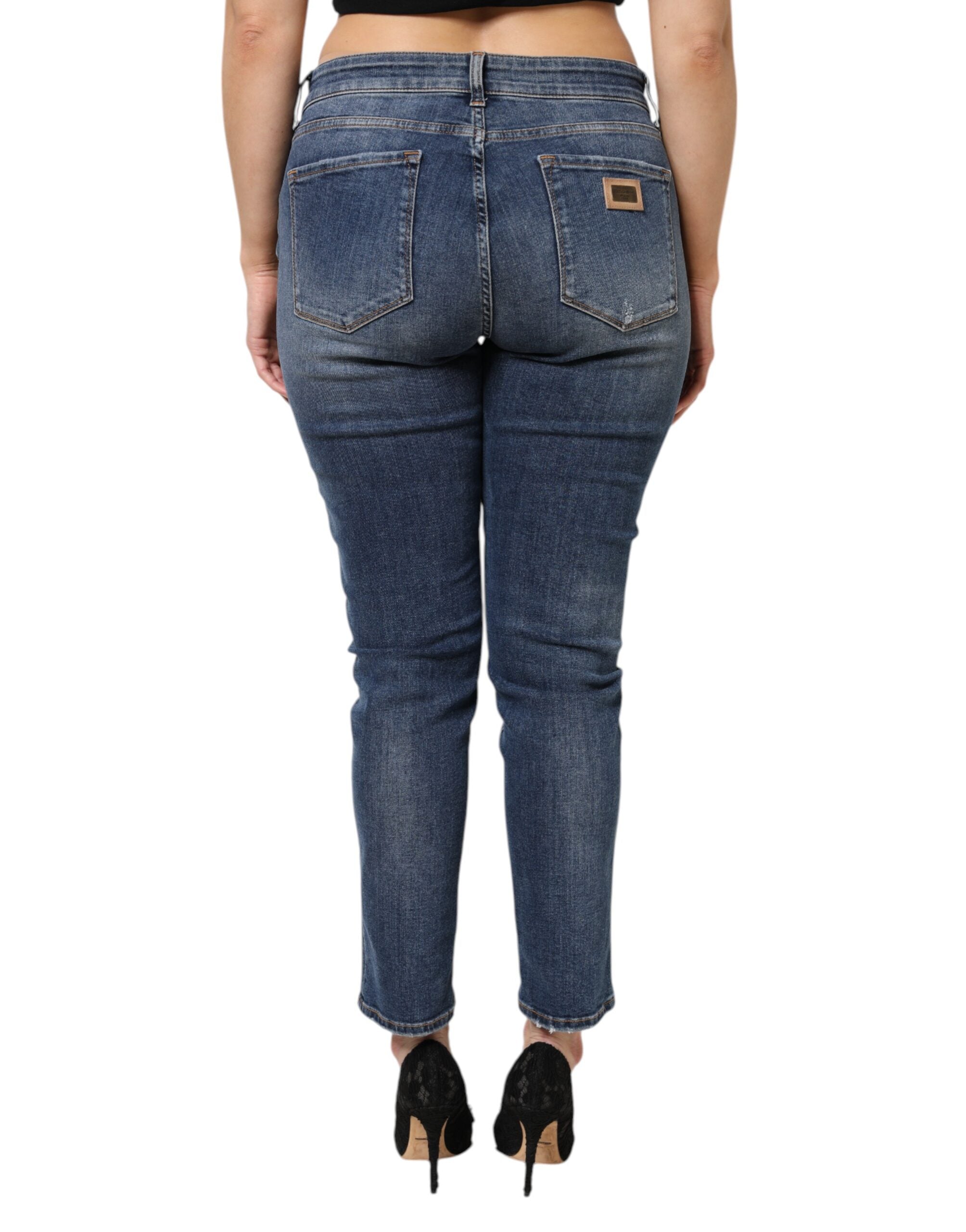Dolce & Gabbana – Blaue Jeans aus gewaschener Baumwolle mit niedriger Taille