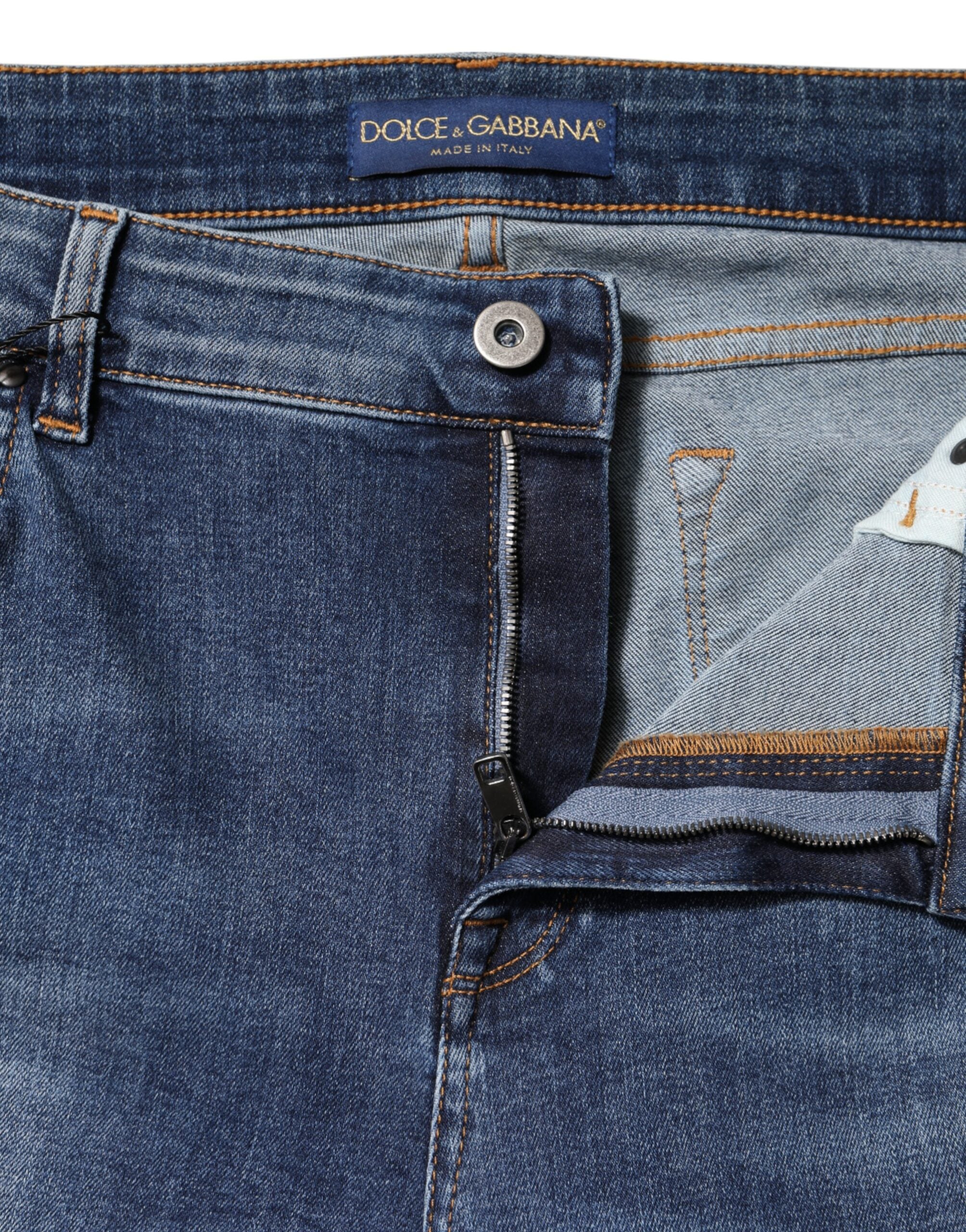 Dolce & Gabbana – Blaue Jeans aus gewaschener Baumwolle mit niedriger Taille