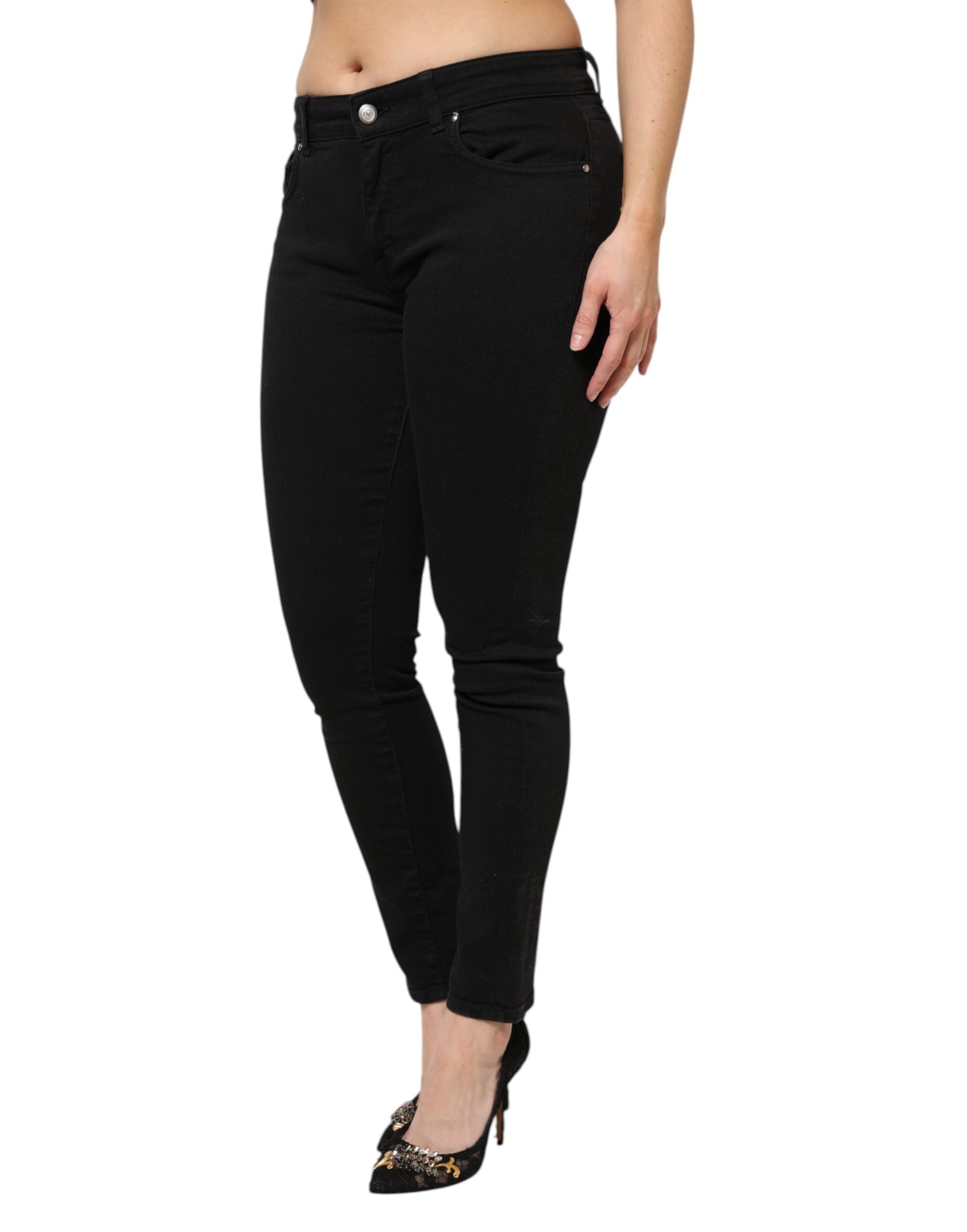 Dolce & Gabbana Schwarze Jeans aus Baumwolldenim mit mittlerer Taille