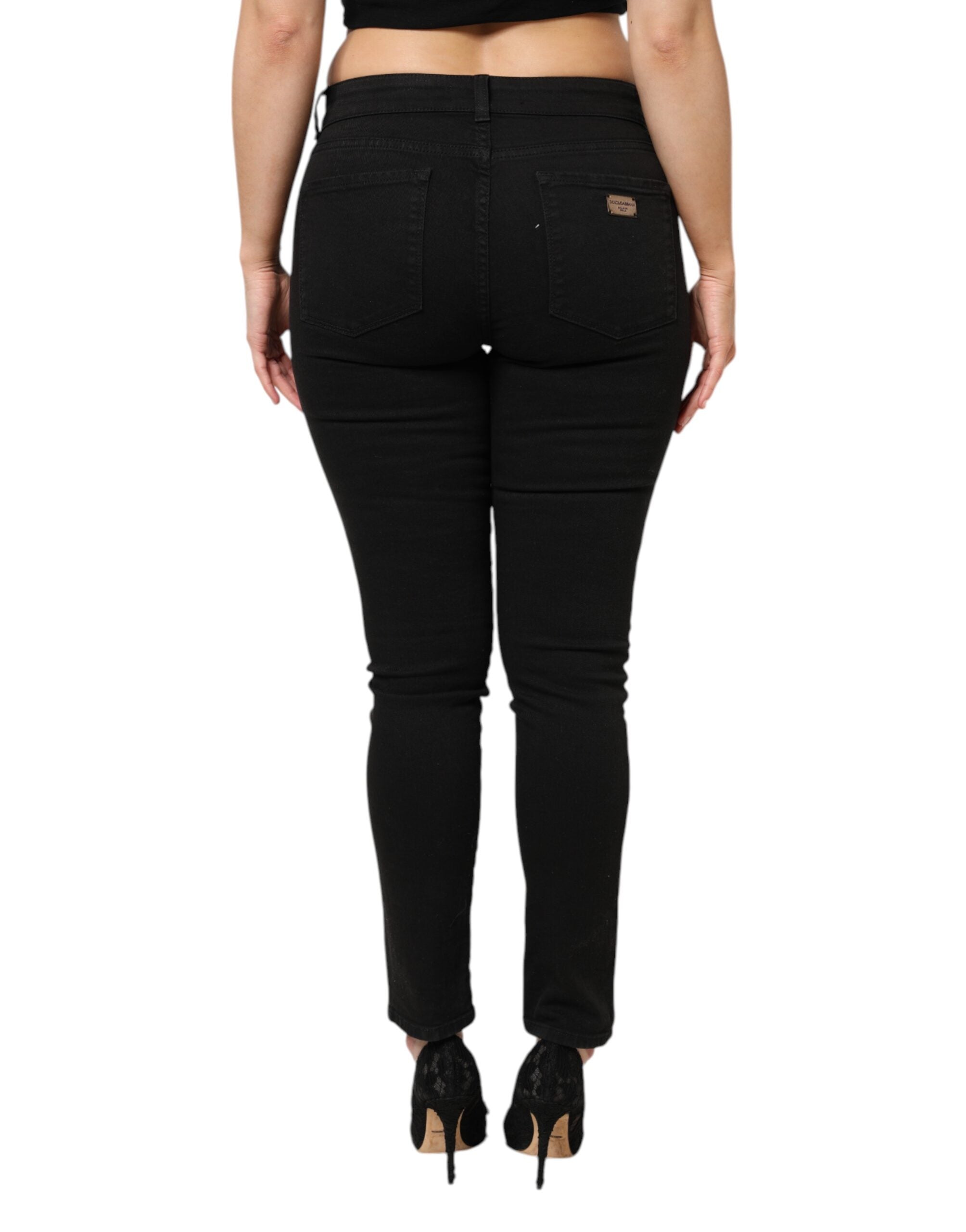 Dolce & Gabbana Schwarze Jeans aus Baumwolldenim mit mittlerer Taille