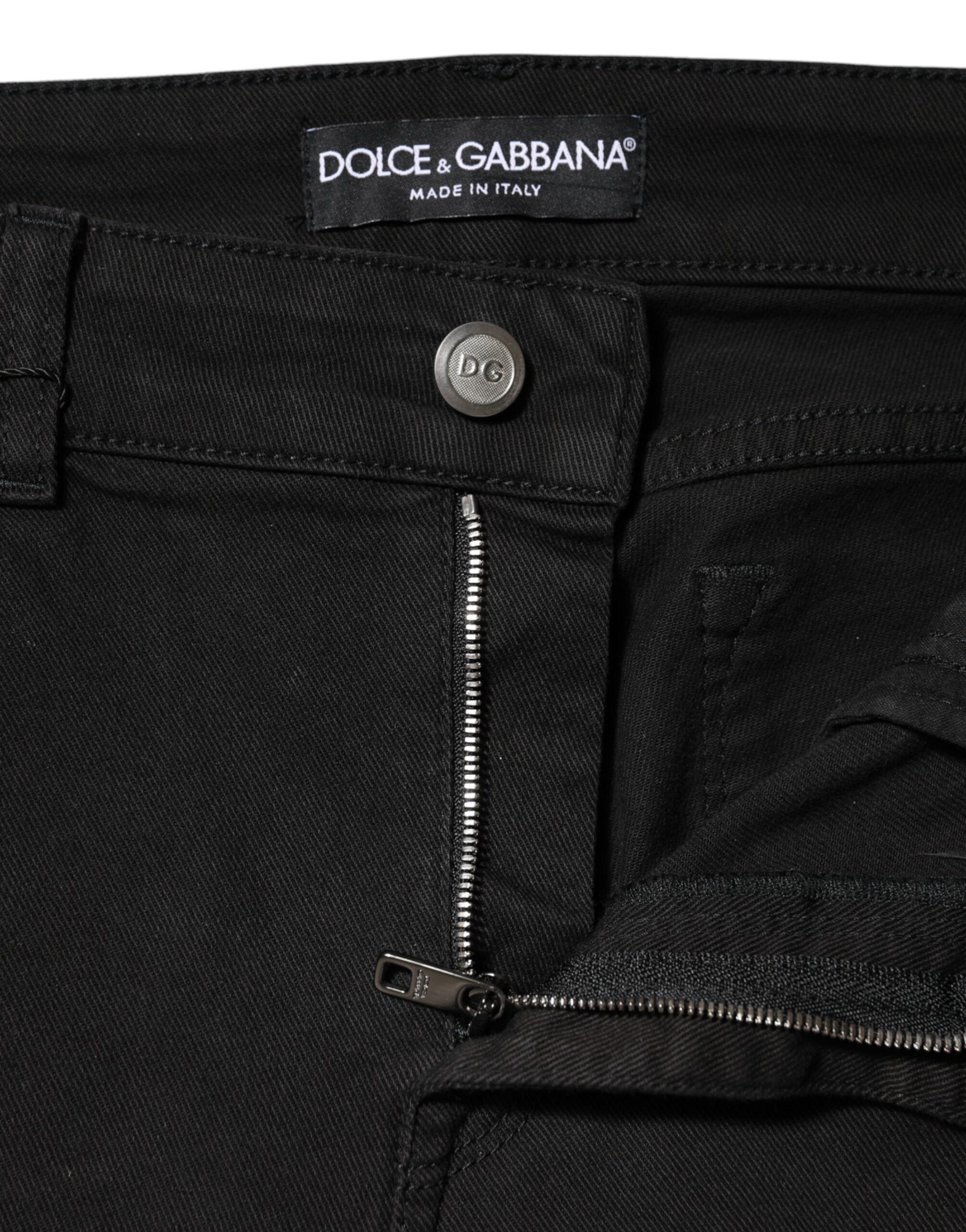 Dolce & Gabbana Schwarze Jeans aus Baumwolldenim mit mittlerer Taille