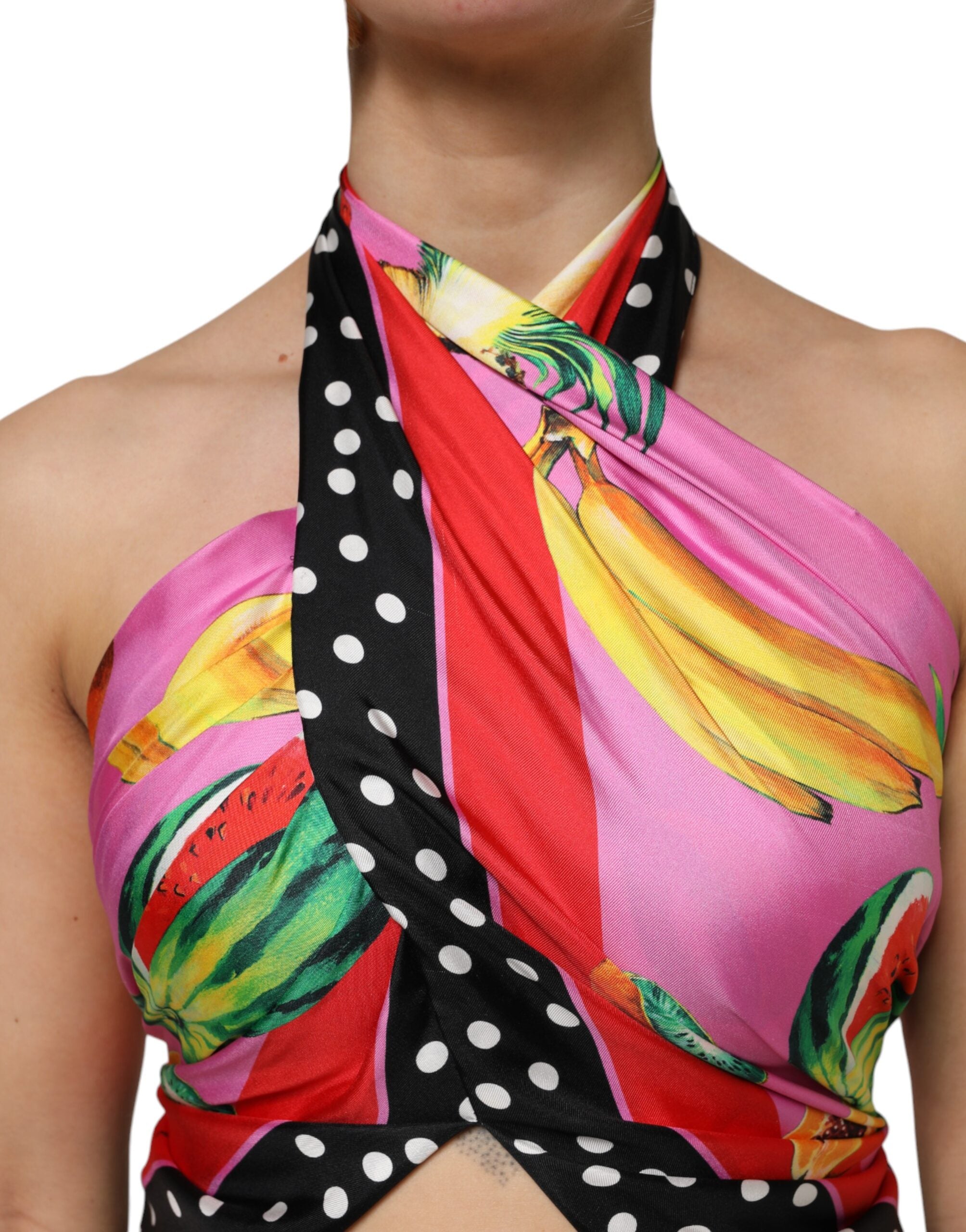 Dolce & Gabbana – Mehrfarbiges Neckholder-Crop-Top für Party und Abend