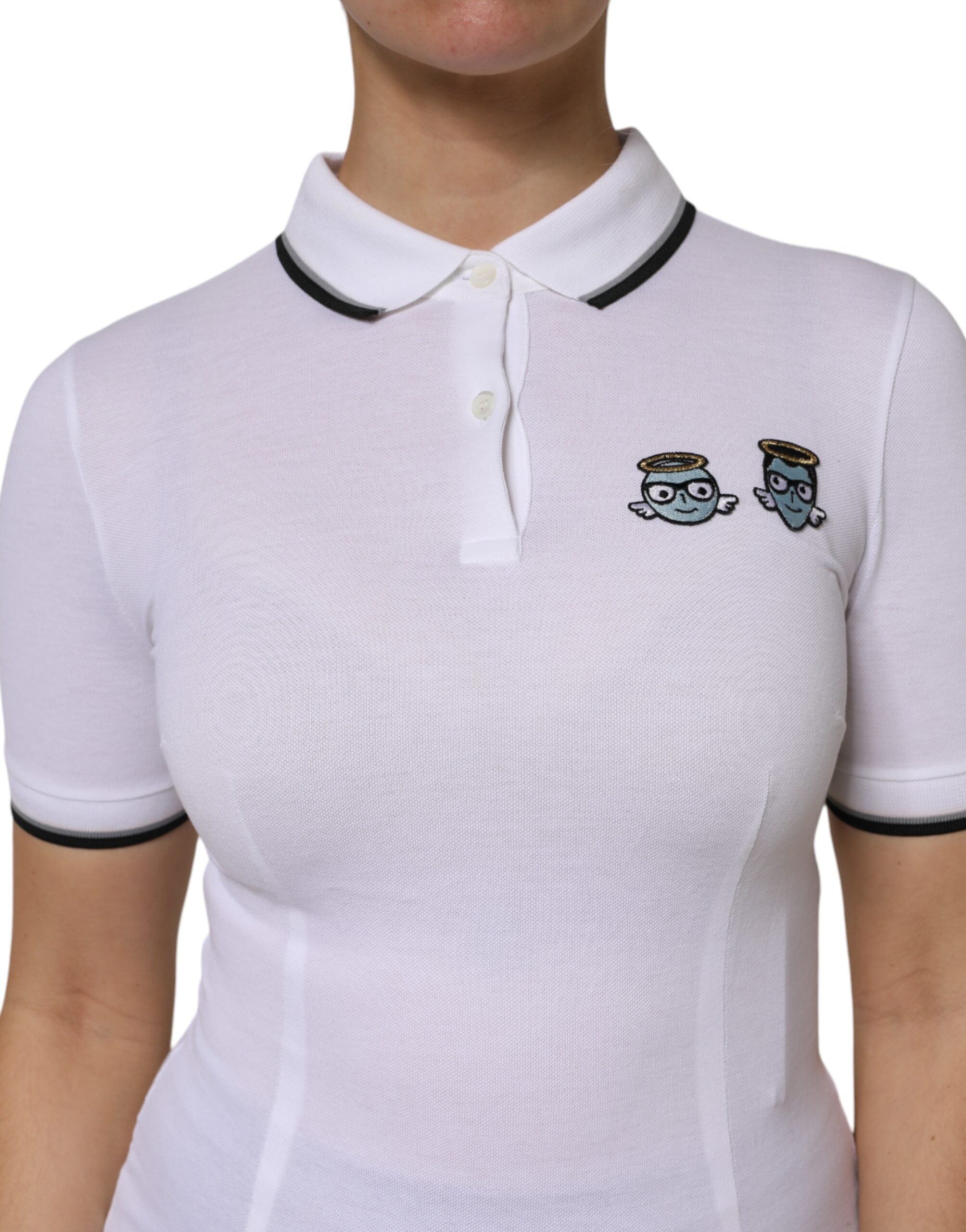 Dolce & Gabbana – Weißes Poloshirt aus Baumwolle mit kurzen Ärmeln und Kragen