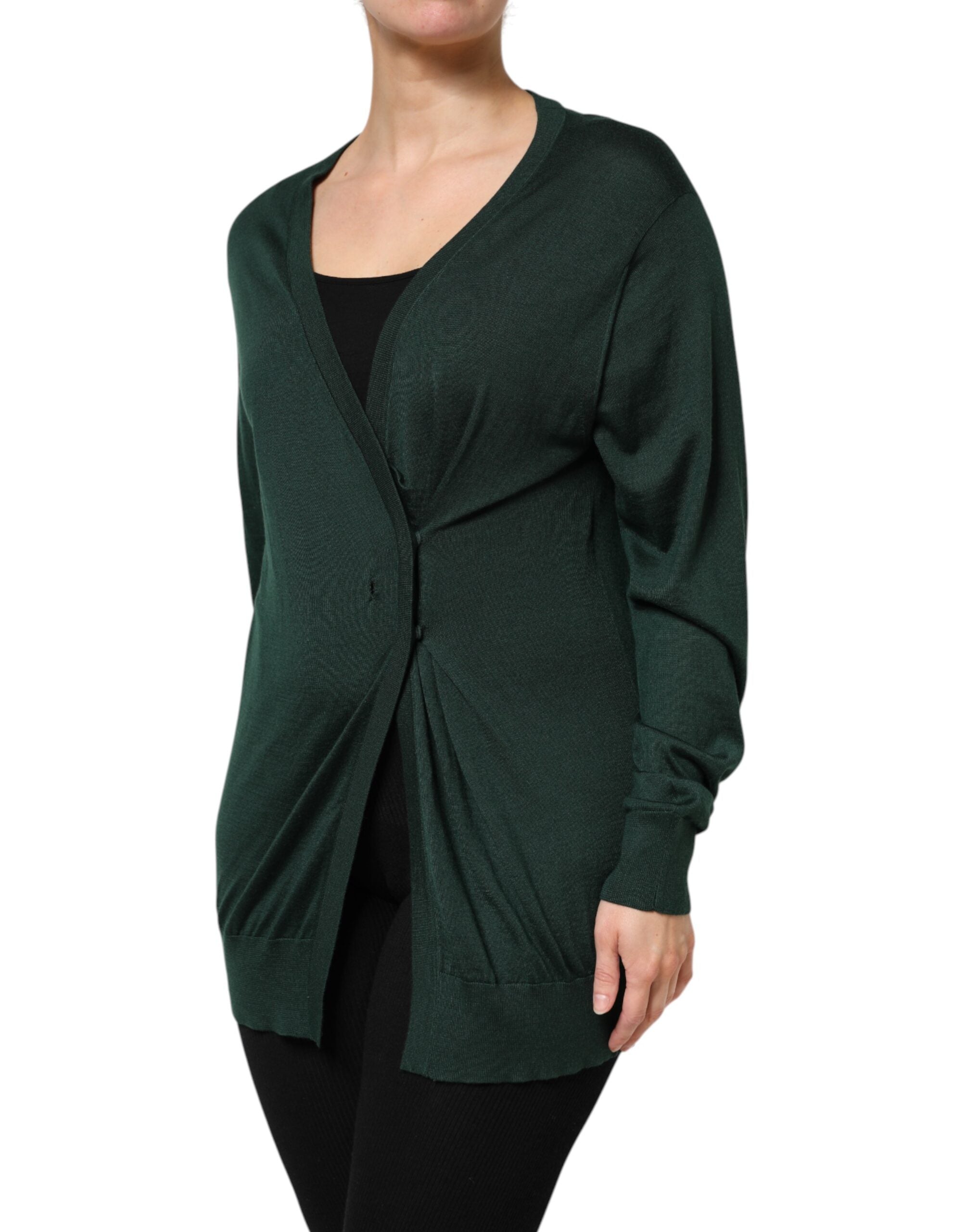 Dolce & Gabbana Dunkelgrüner Cardigan aus Kaschmir und Seide