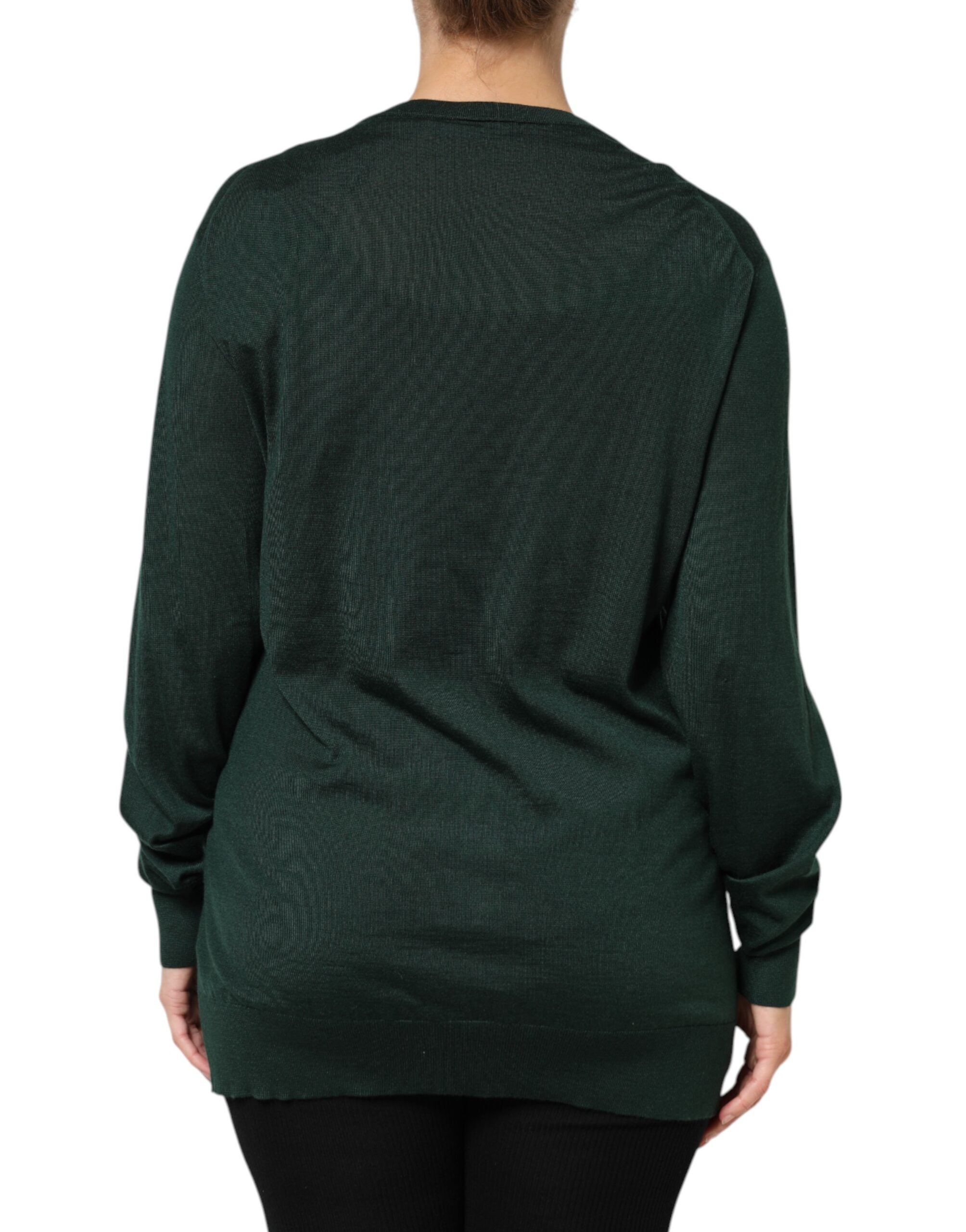 Dolce & Gabbana Dunkelgrüner Cardigan aus Kaschmir und Seide