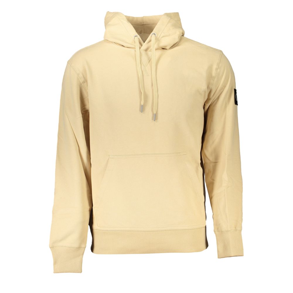 Hanorac Calvin Klein bej din bumbac periat cu buzunar central