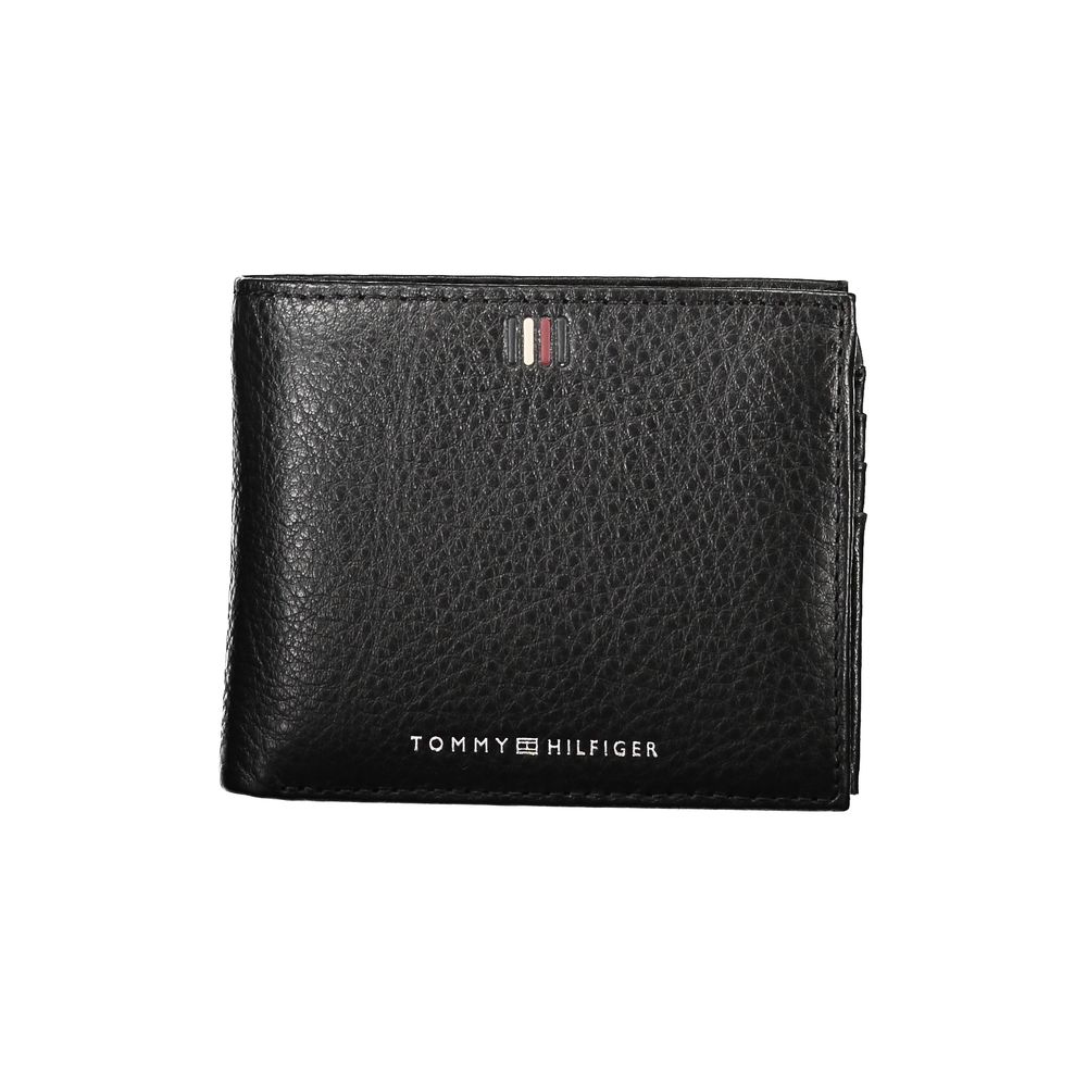 Portofel elegant din piele neagră Tommy Hilfiger cu spațiu amplu de depozitare