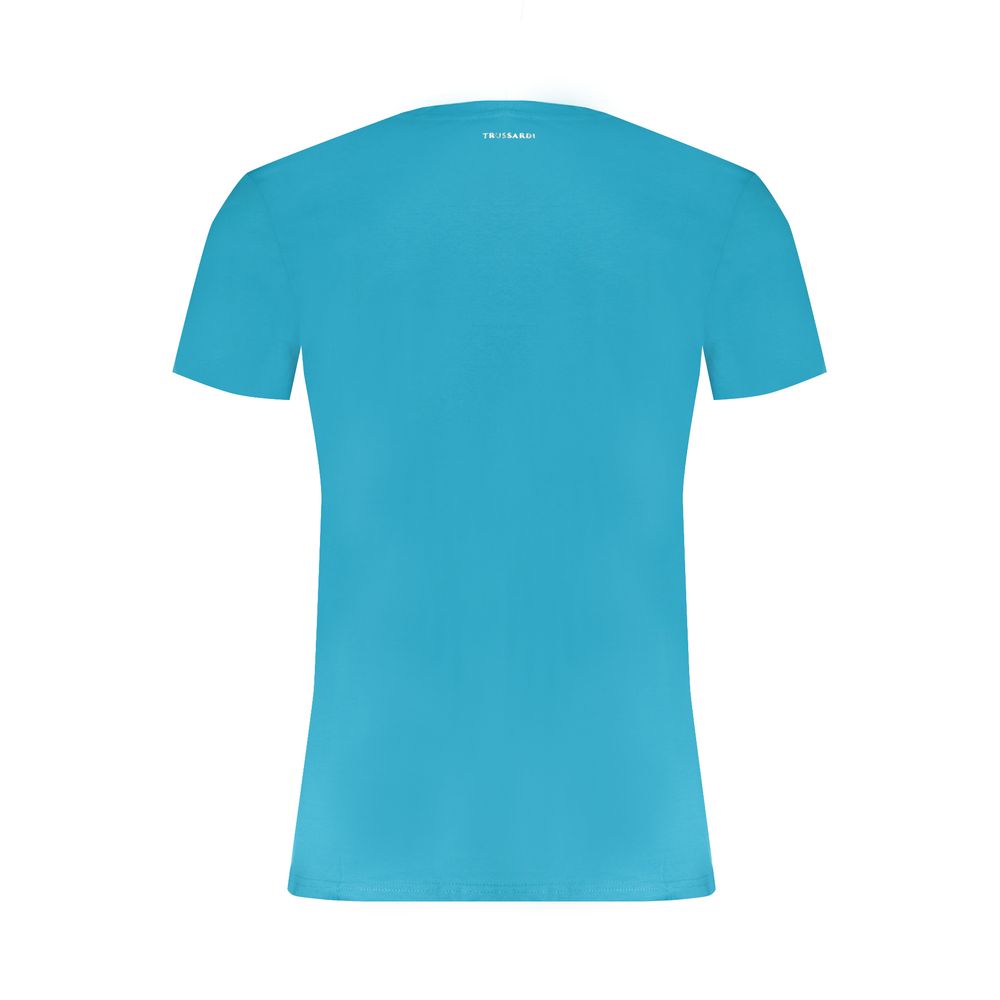 Tricou Trussardi albastru deschis din bumbac pentru bărbați