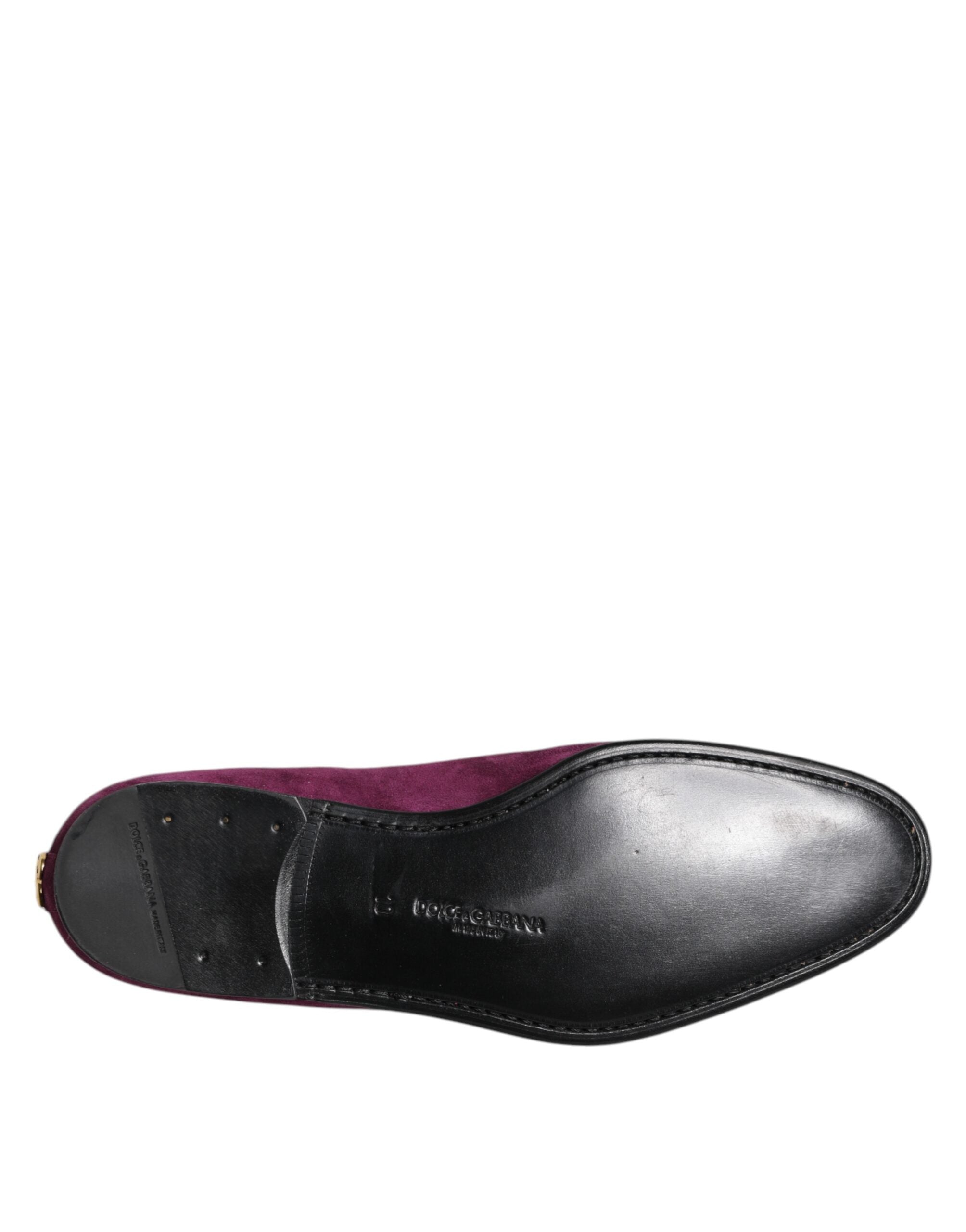 Dolce & Gabbana – Lilafarbene Slipper aus Samt, formelle Schuhe
