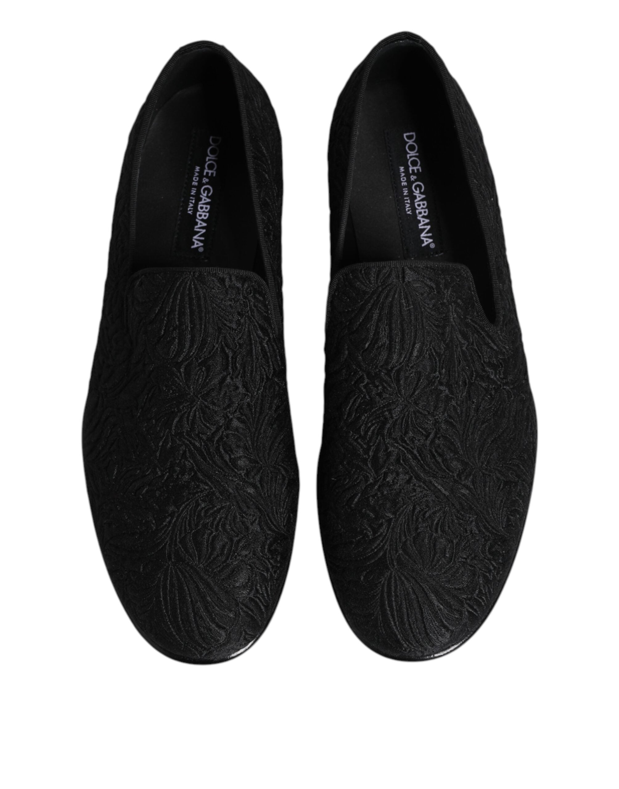 Dolce & Gabbana – Schwarze Slipper aus Jacquard, formelle Schuhe