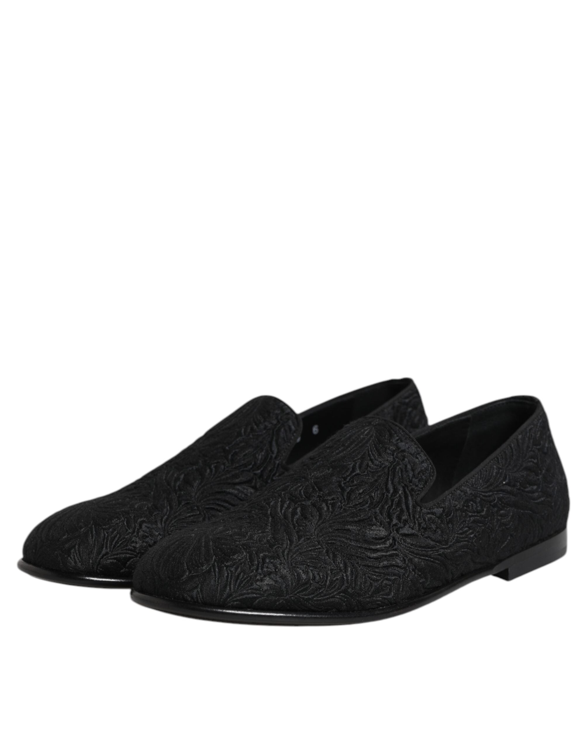 Dolce & Gabbana – Schwarze Slipper aus Jacquard, formelle Schuhe