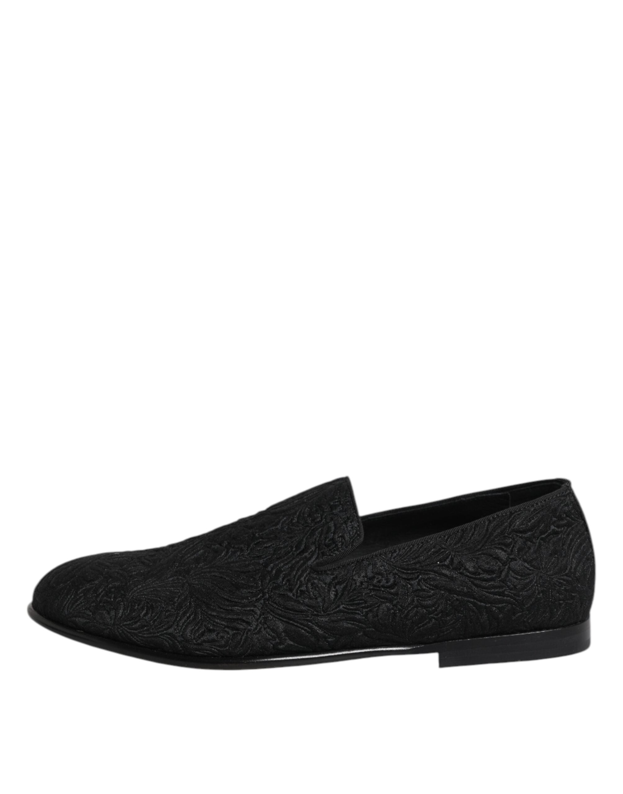 Dolce & Gabbana – Schwarze Slipper aus Jacquard, formelle Schuhe