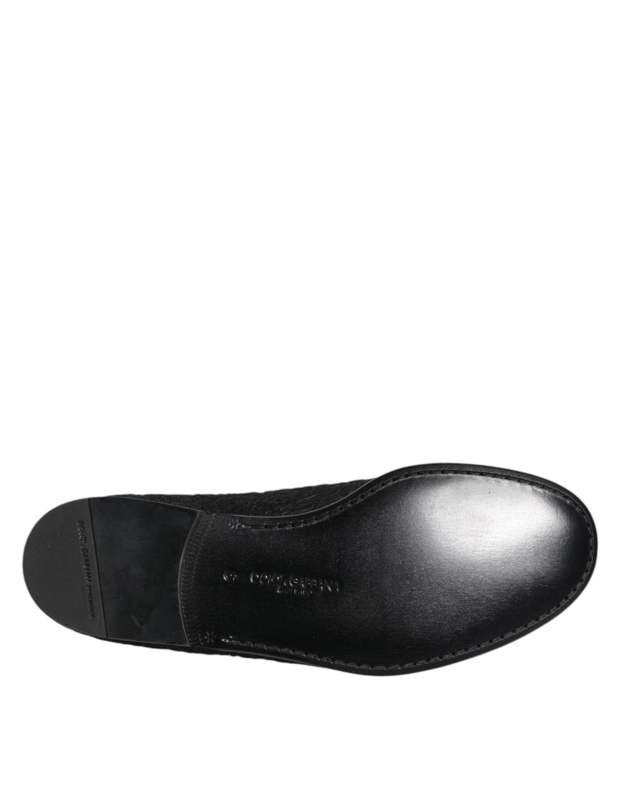 Dolce & Gabbana – Schwarze Slipper aus Jacquard, formelle Schuhe