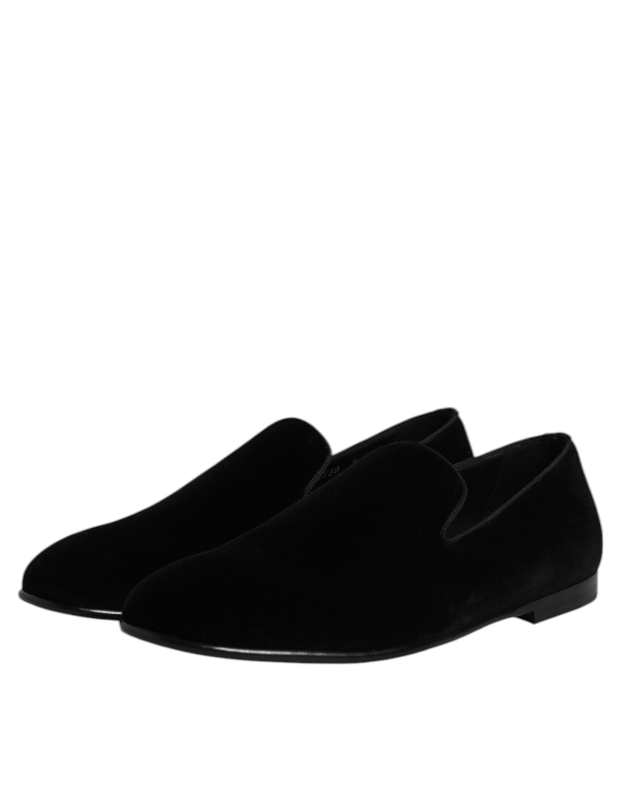 Dolce & Gabbana – Slipper aus schwarzem Samt, formelle Schuhe