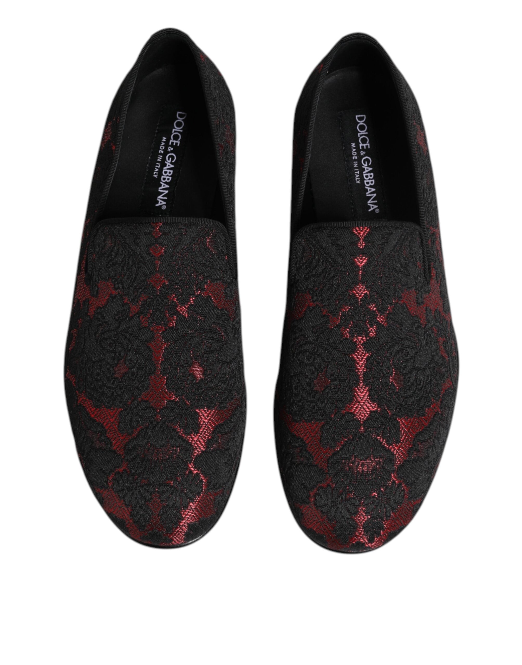 Dolce & Gabbana – Slipper aus Jacquard in Rot und Schwarz