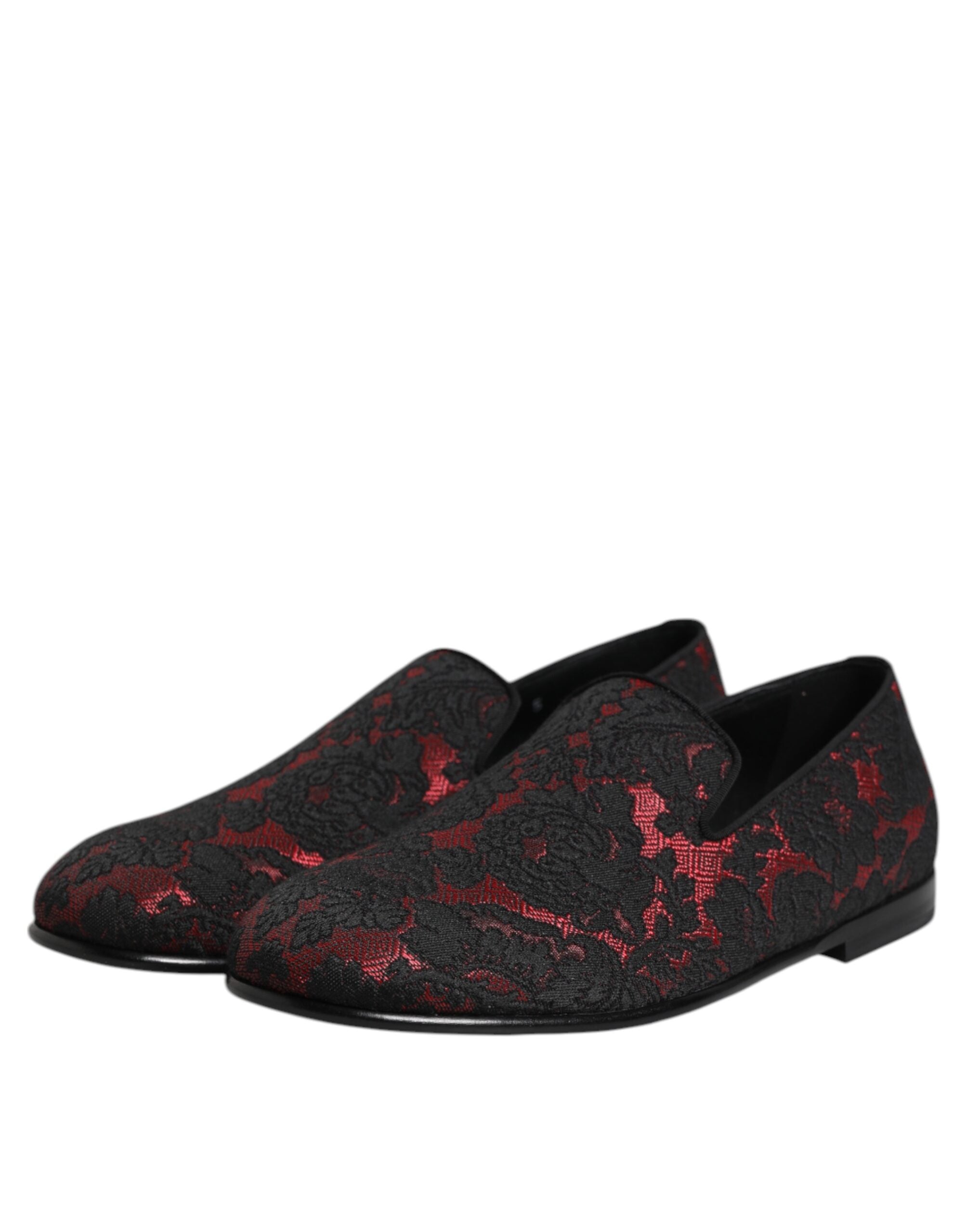 Dolce & Gabbana – Slipper aus Jacquard in Rot und Schwarz
