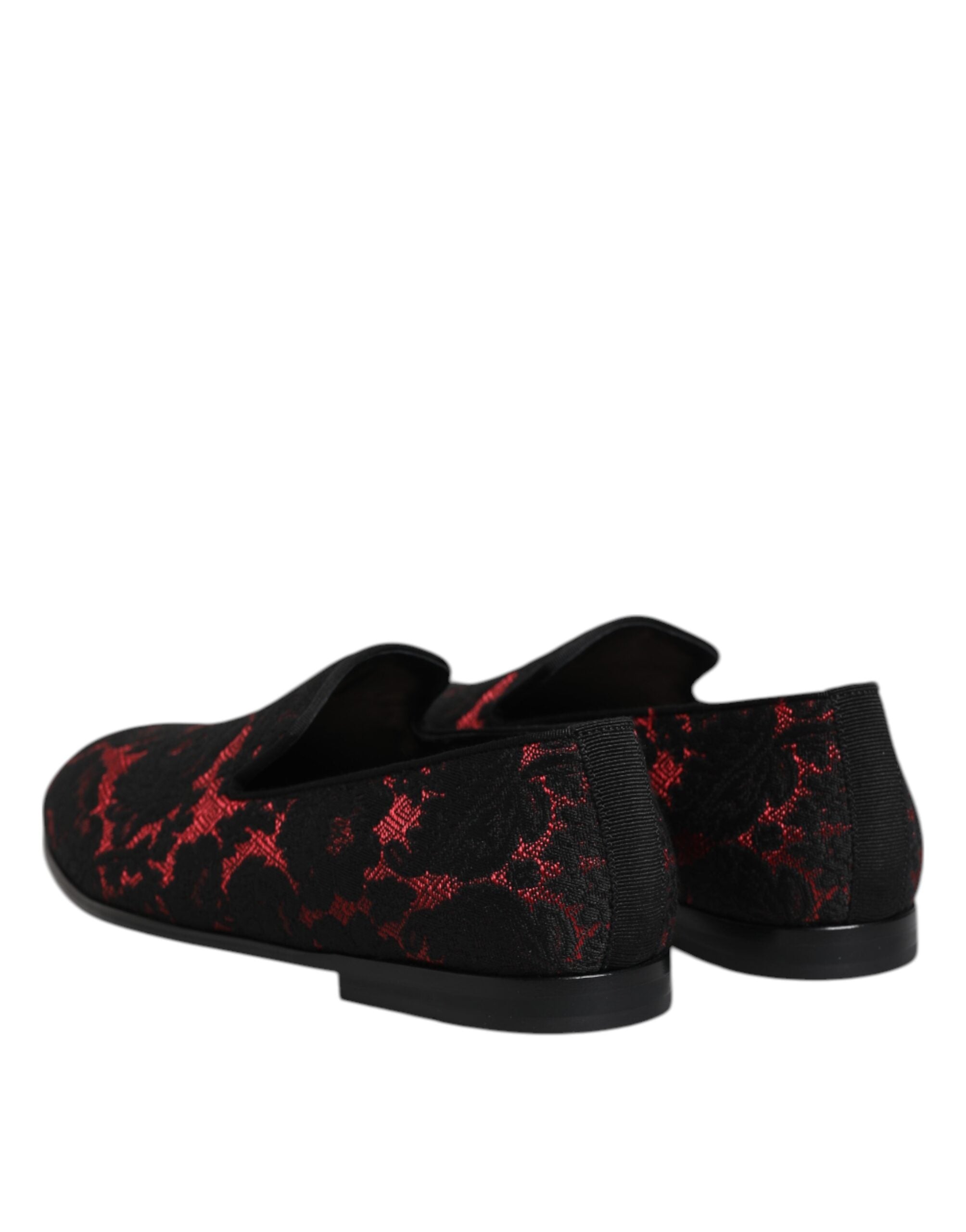 Dolce & Gabbana – Slipper aus Jacquard in Rot und Schwarz