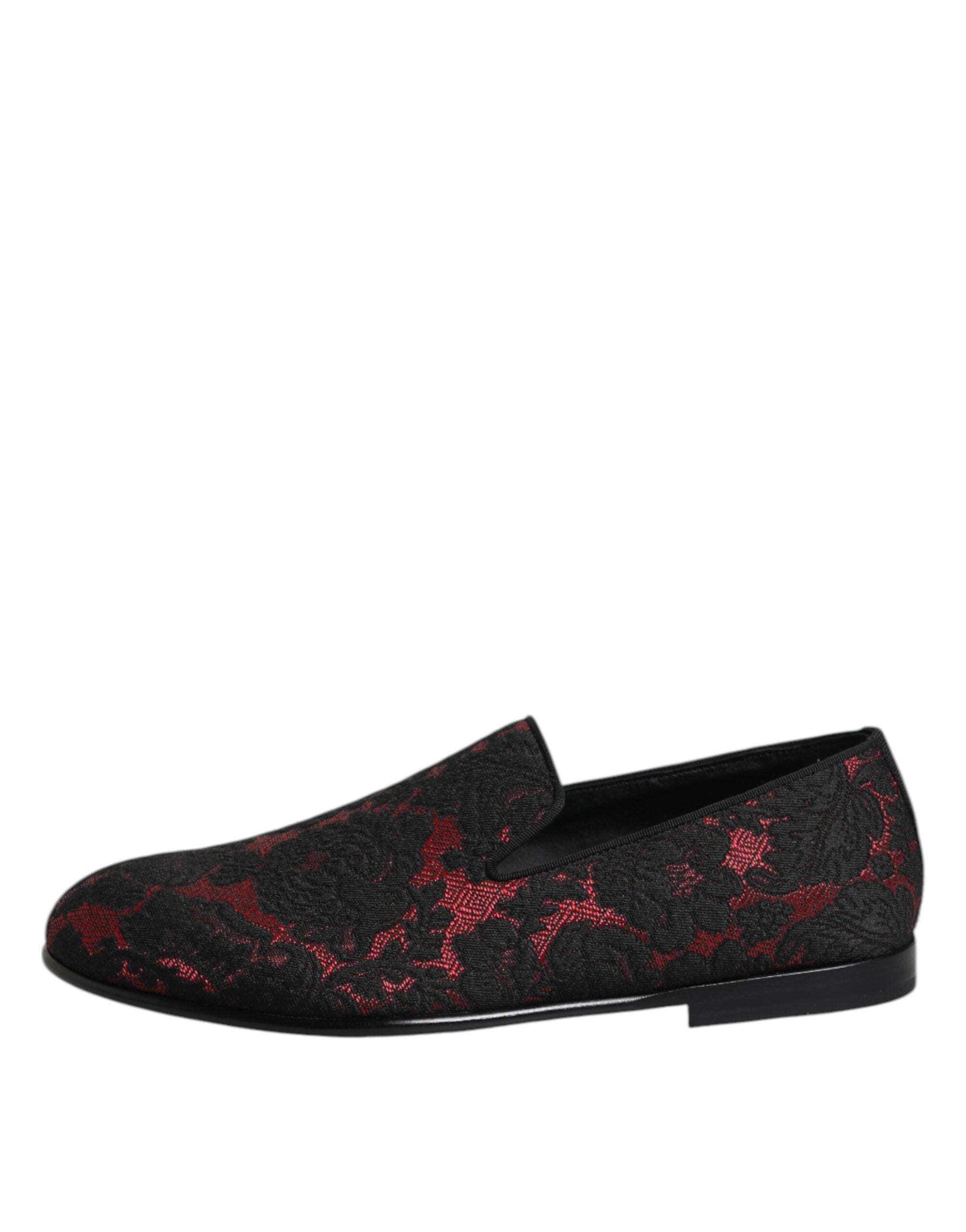 Dolce & Gabbana – Slipper aus Jacquard in Rot und Schwarz