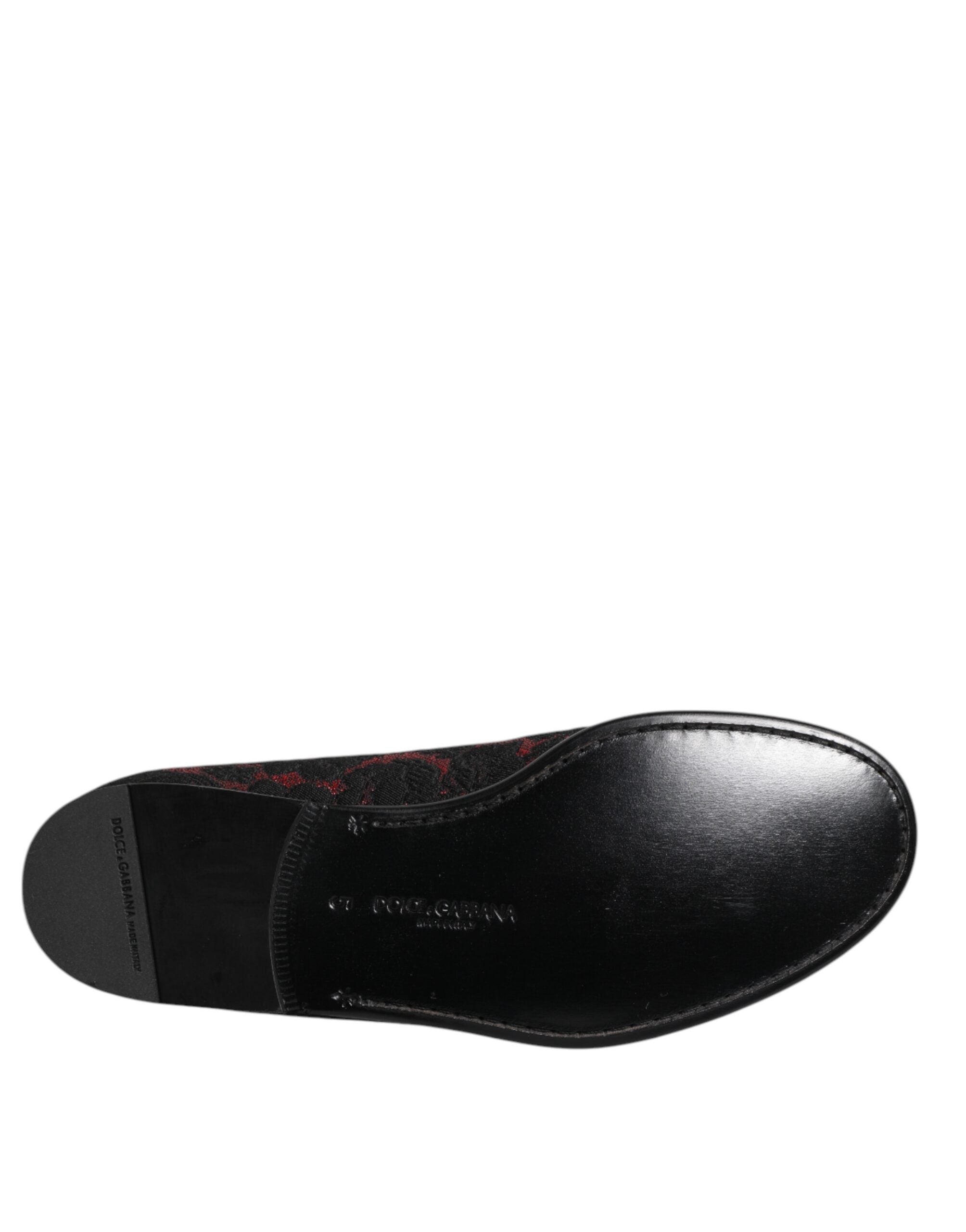 Dolce & Gabbana – Slipper aus Jacquard in Rot und Schwarz
