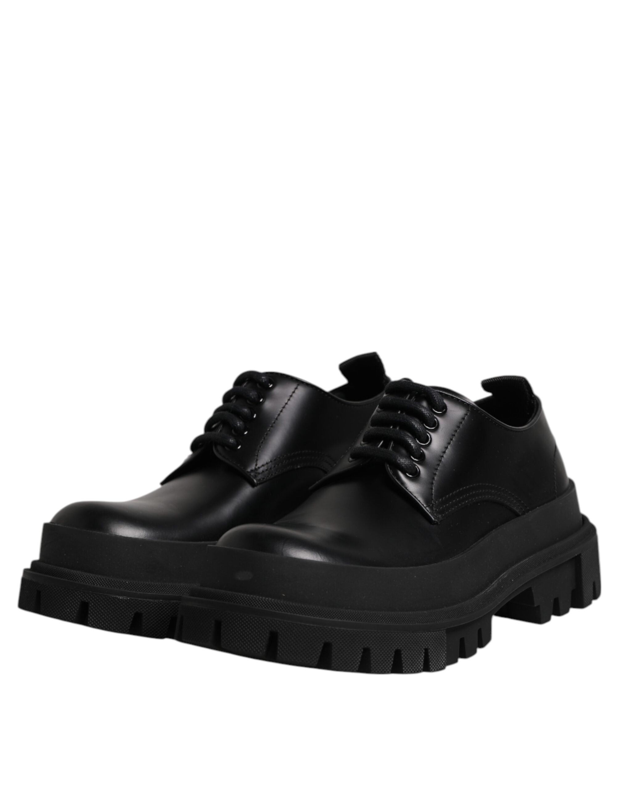 Dolce & Gabbana – Derby-Schnürschuhe aus schwarzem Leder für Herren