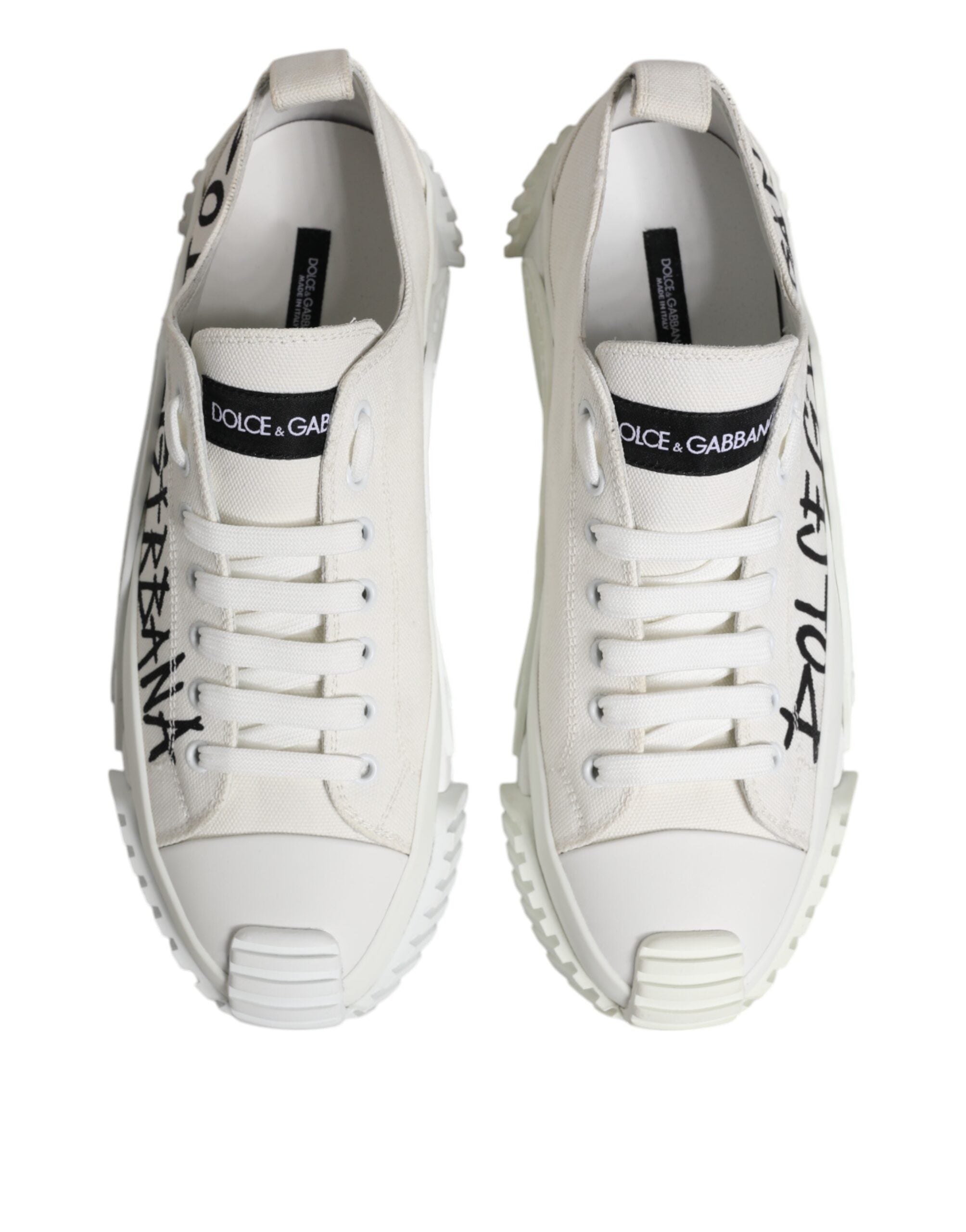 Dolce & Gabbana – Niedrige Sneakers mit Logo-Print in Weiß