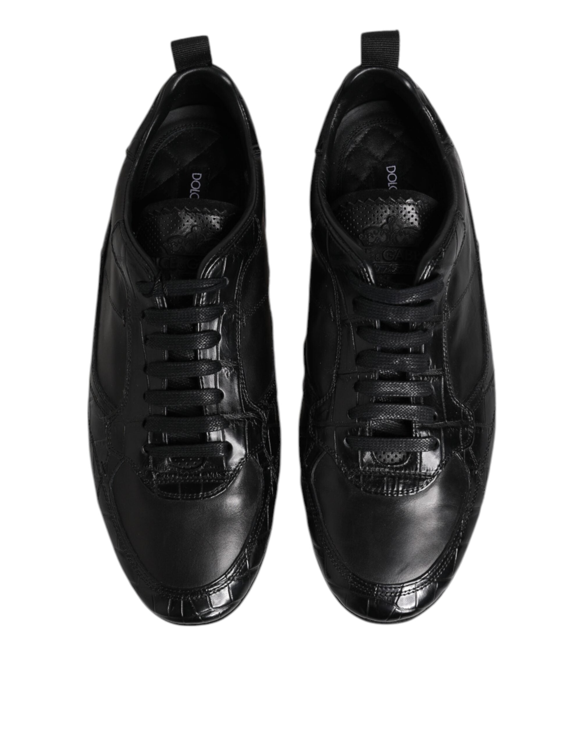 Dolce & Gabbana – Niedrige Sneakers aus exotischem Leder in Schwarz