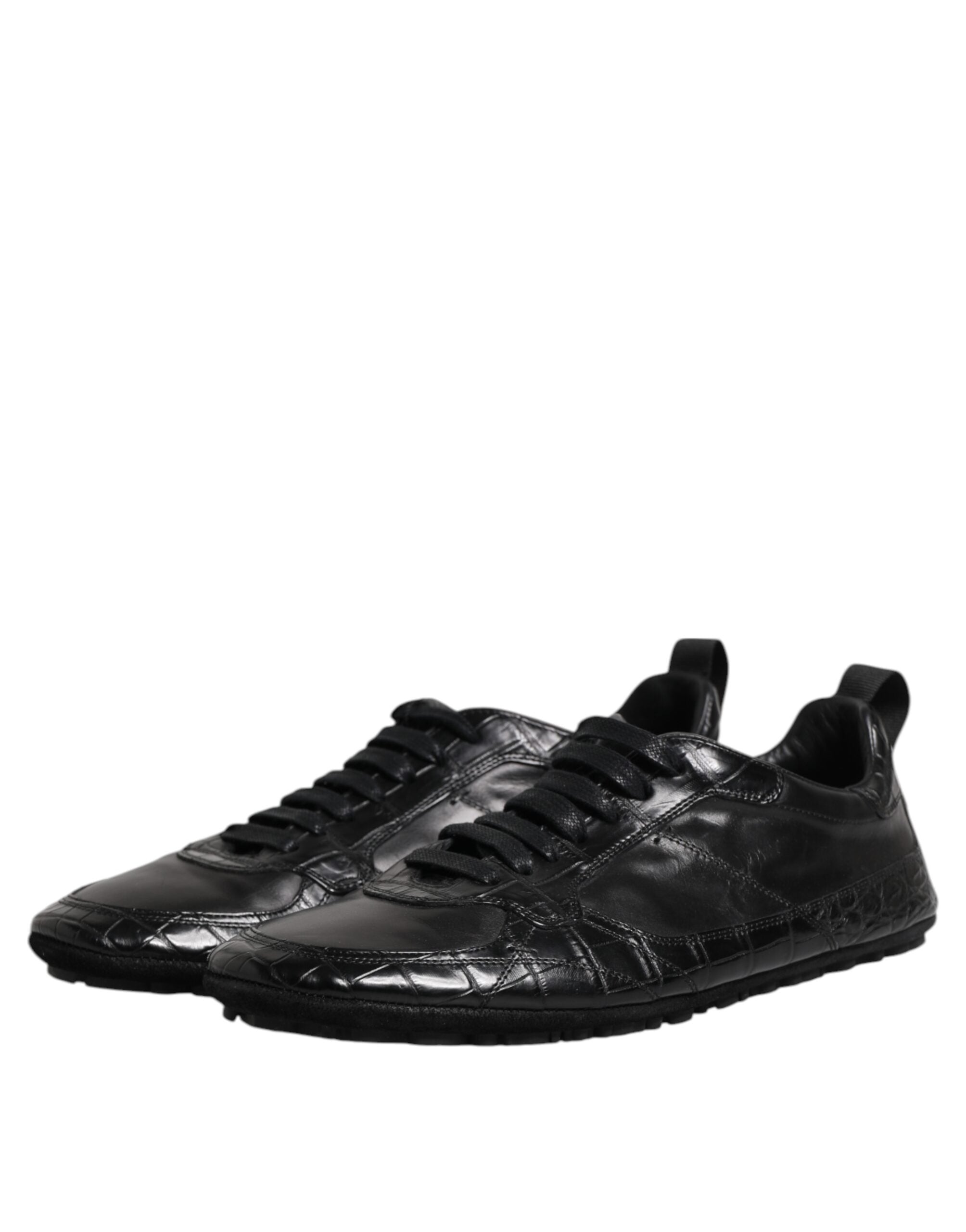 Dolce & Gabbana – Niedrige Sneakers aus exotischem Leder in Schwarz