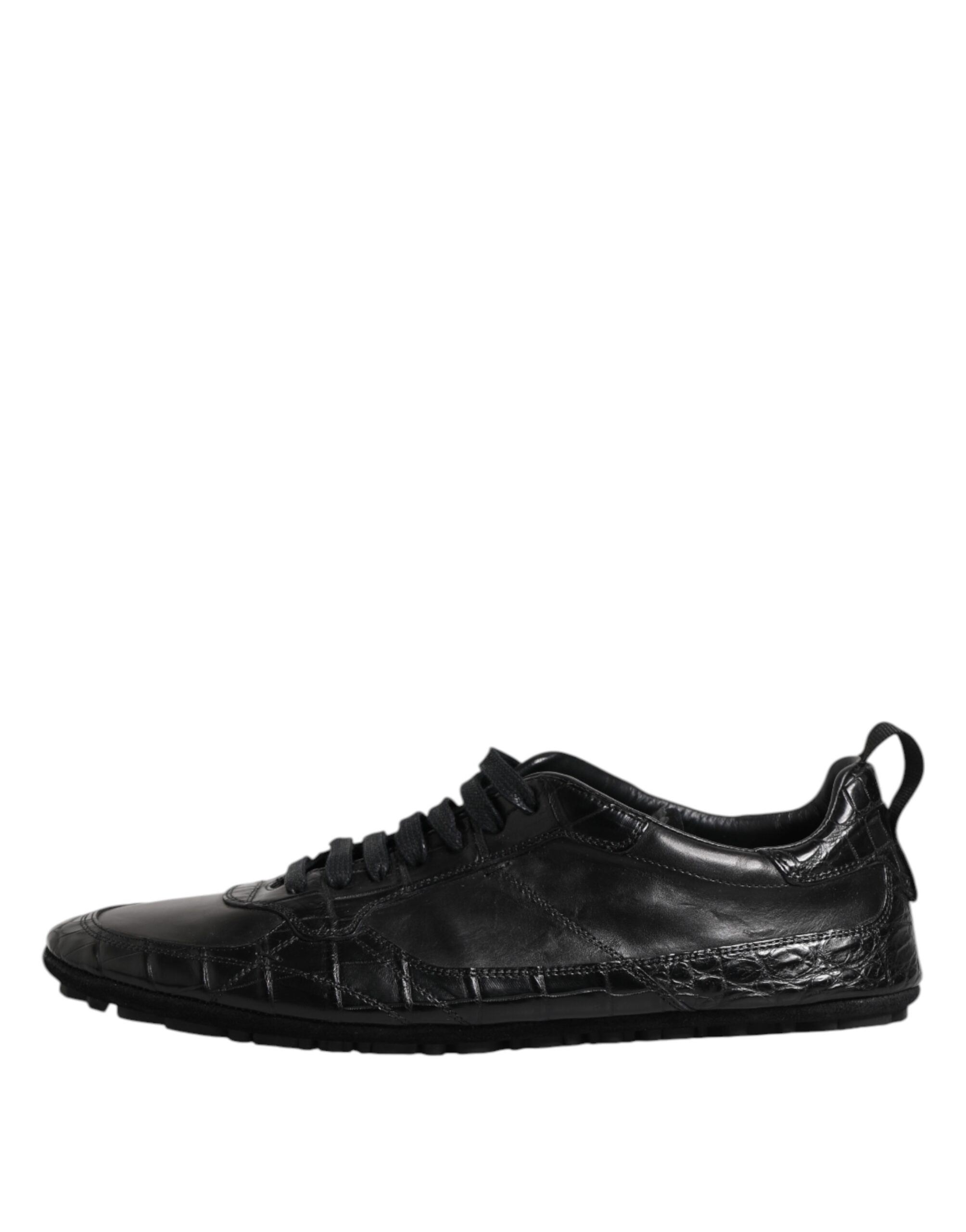 Dolce & Gabbana – Niedrige Sneakers aus exotischem Leder in Schwarz