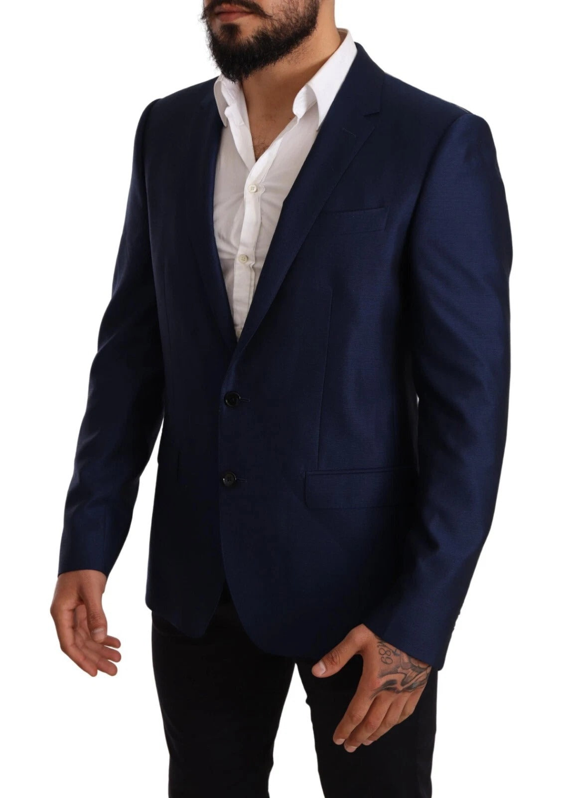 Dolce & Gabbana – MARTINI – Slim Fit-Mantelblazer aus Wolle, blau
