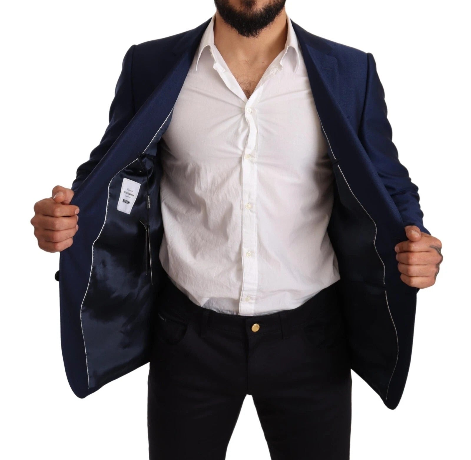 Dolce & Gabbana – MARTINI – Slim Fit-Mantelblazer aus Wolle, blau