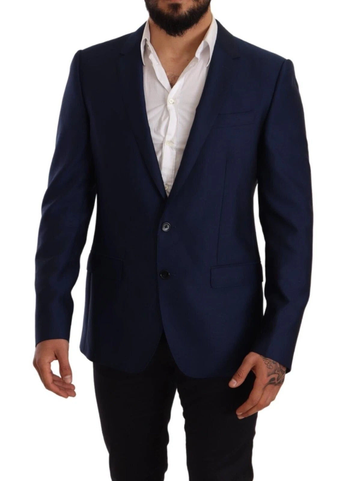 Dolce & Gabbana – MARTINI – Slim Fit-Mantelblazer aus Wolle, blau