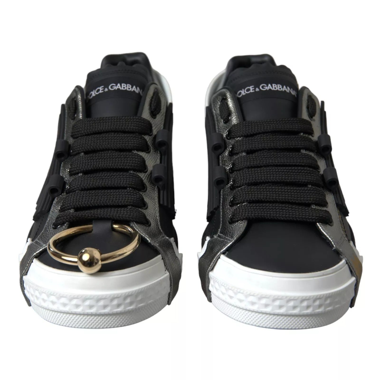 Dolce & Gabbana Schwarze niedrige Sneakers aus Leder „Portofino“