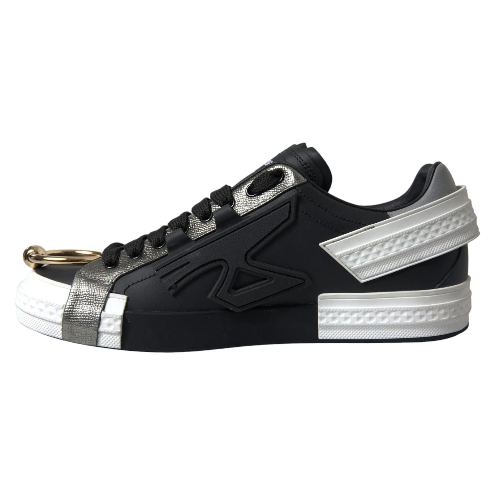 Dolce & Gabbana Schwarze niedrige Sneakers aus Leder „Portofino“