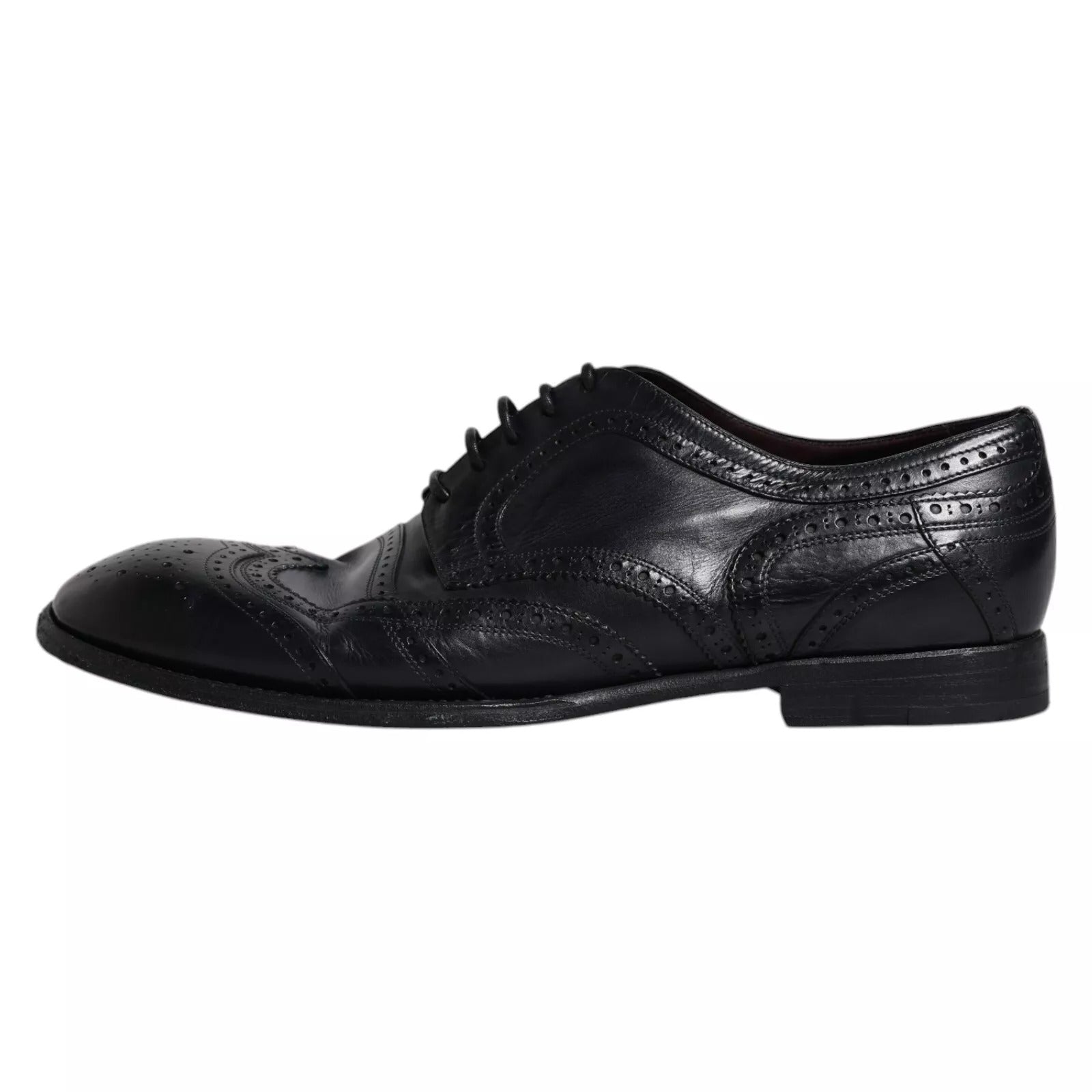 Dolce & Gabbana – Dunkelblaue Derby-Schuhe aus Leder mit Flügelkappe