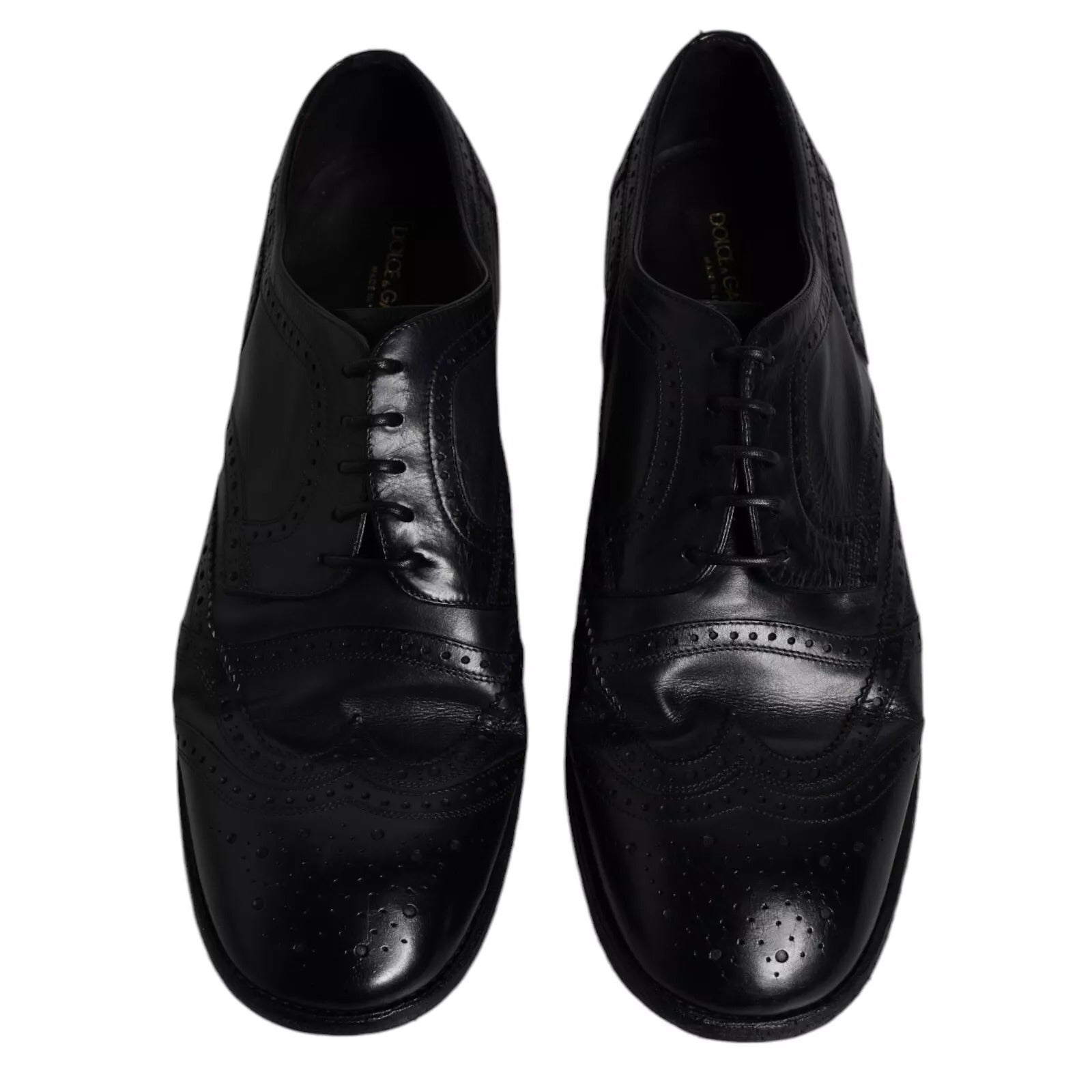 Dolce & Gabbana – Dunkelblaue Derby-Schuhe aus Leder mit Flügelkappe